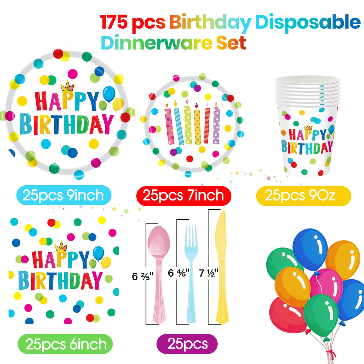 Happy Birthday Decorations 175Pcs Happy Birthday Party - B4b3e Official Imagery - 3