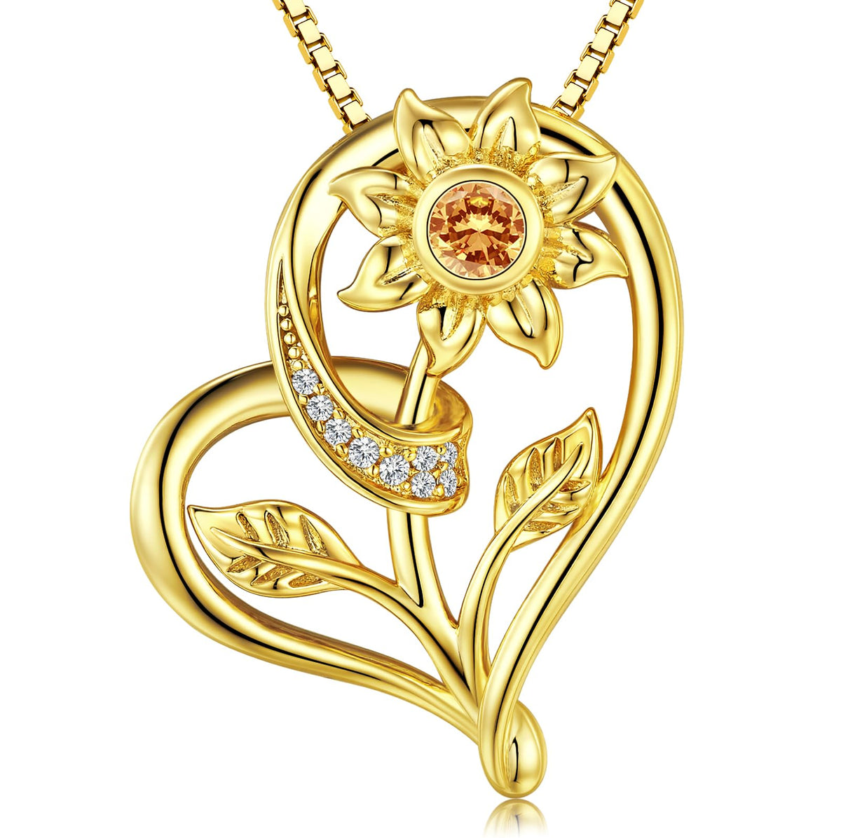 Sunflower Heart Necklace for Women Gold Toned Alloy Pendant - Hercaise Official Imagery - 2