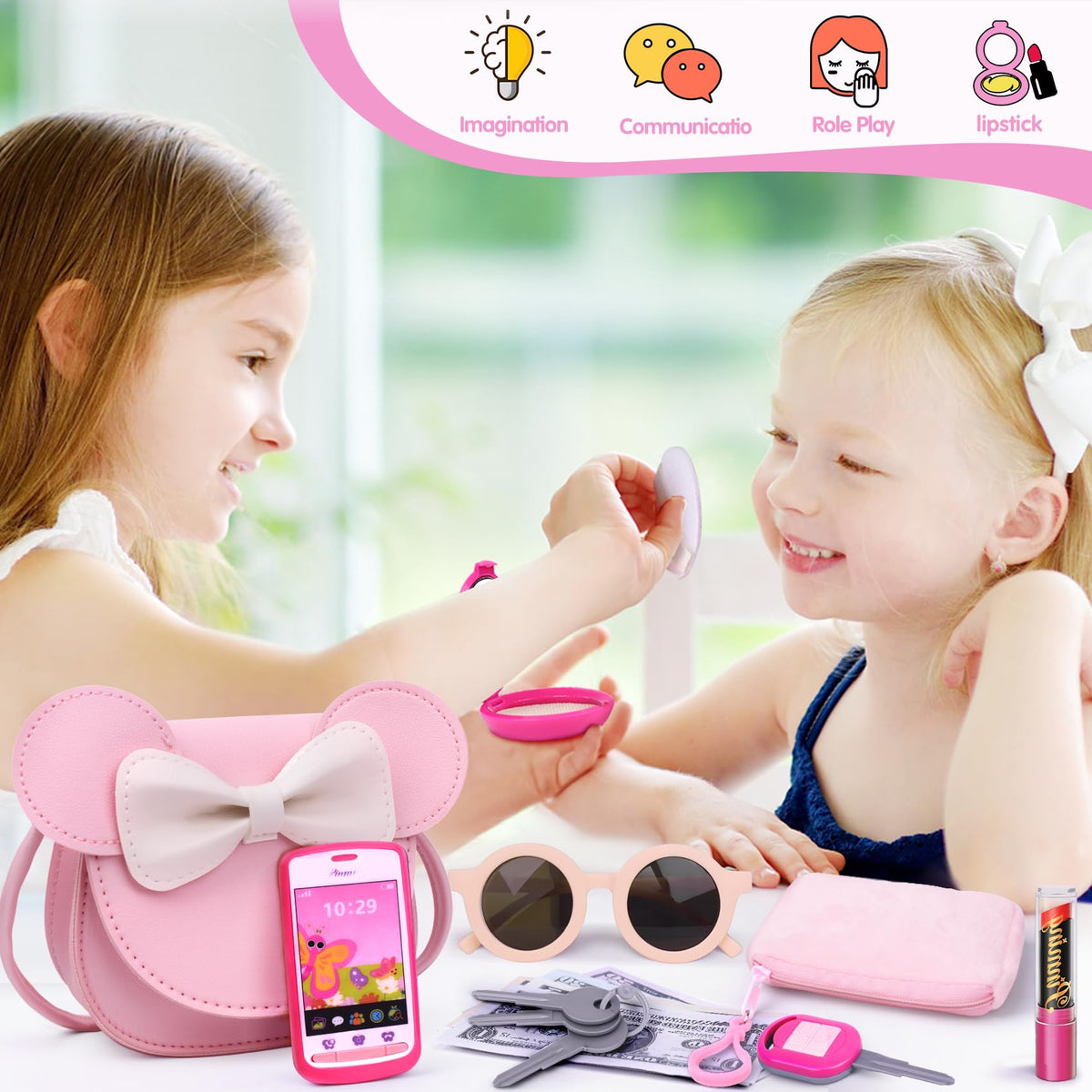 Play Purse for Little Girls Purse Toddler Girl with Pretend - FFTROC Official Imagery - 7