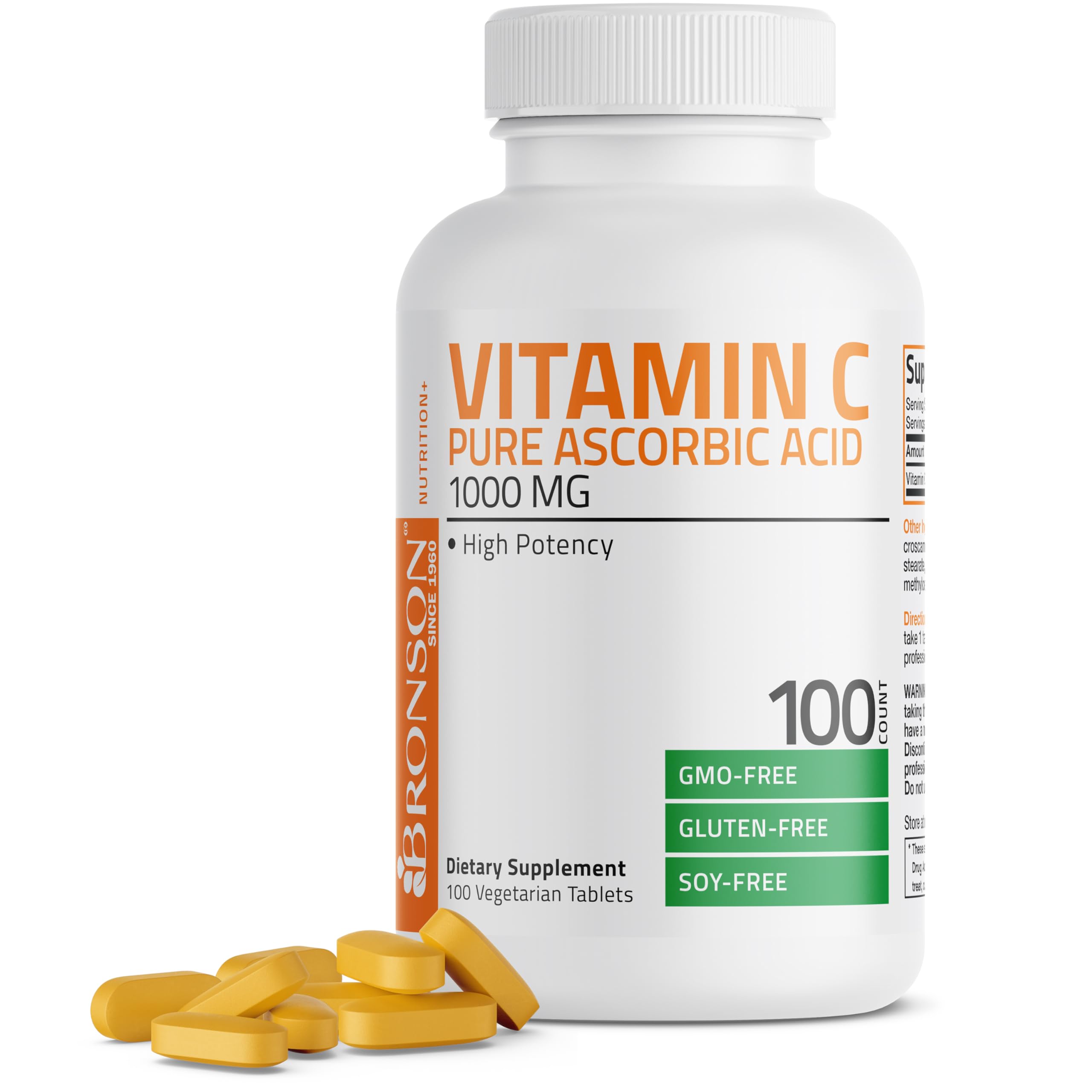 Bronson Vitamin C 1000mg Premium Non-GMO Ascorbic Acid Tablets, 1 - Bronson Official Product View 1
