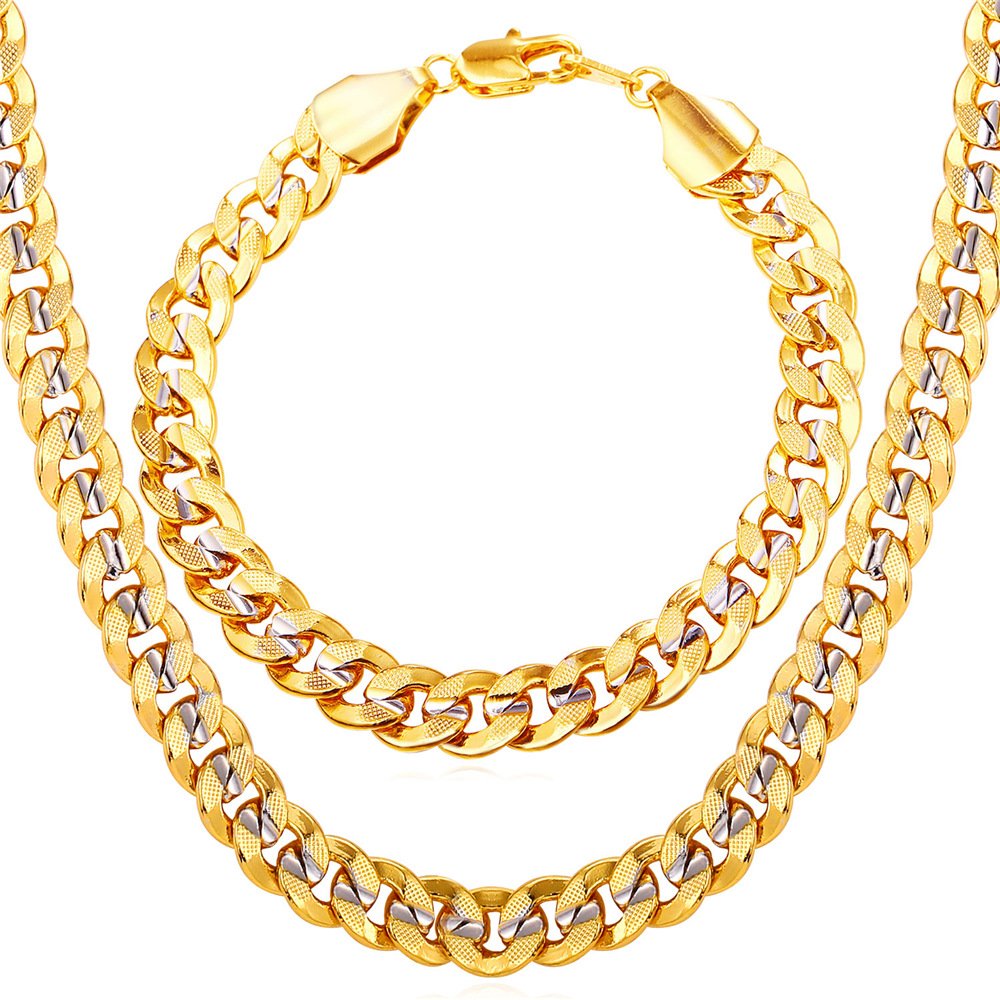 U7 Cuban Link Chain Necklace for Men Stainless Steel Curb - U7 Official Imagery - 1