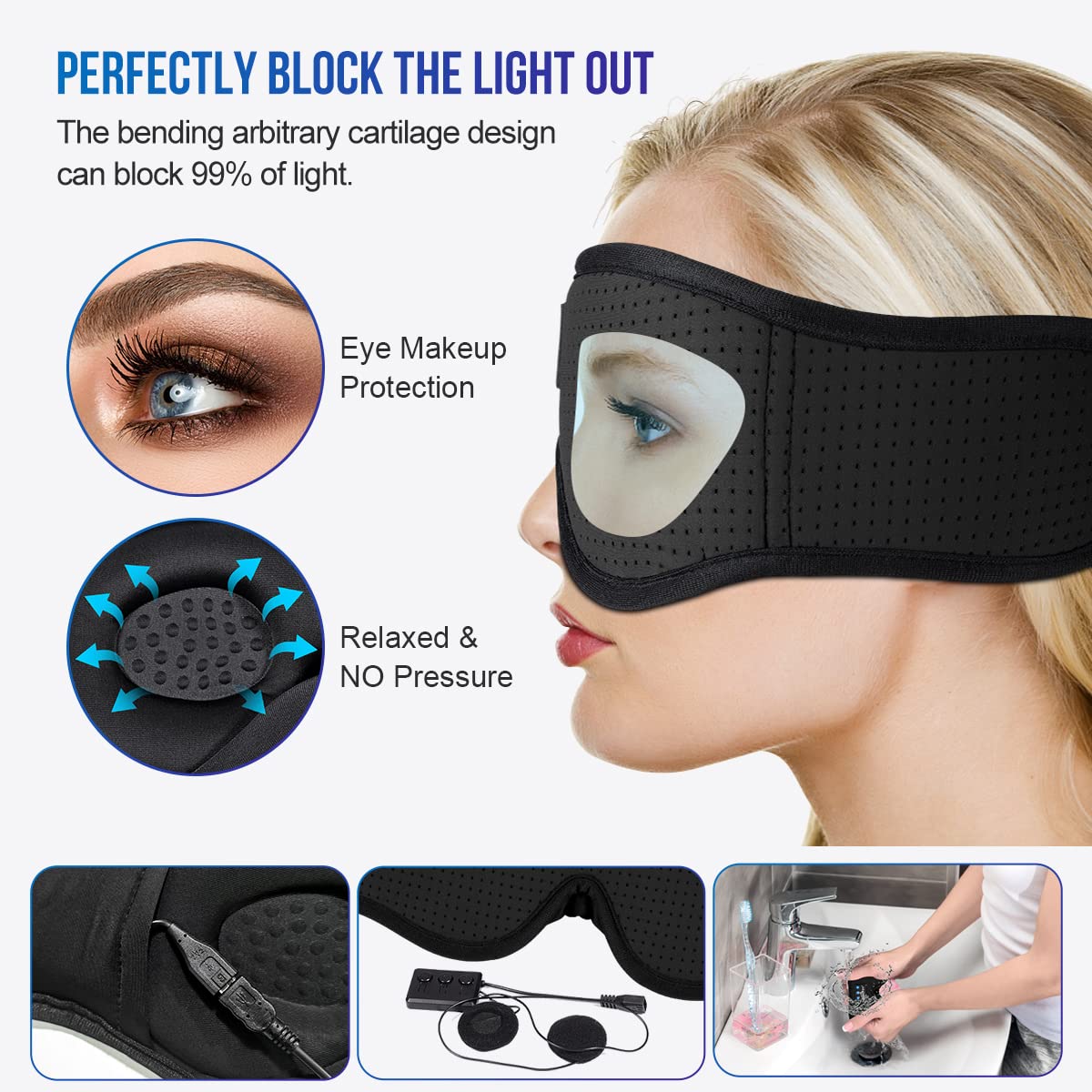 MUSICOZY 3D Sleep Headphones Bluetooth 5.4 Breathable Sleep Eye Mask - MUSICOZY Official Product View 6