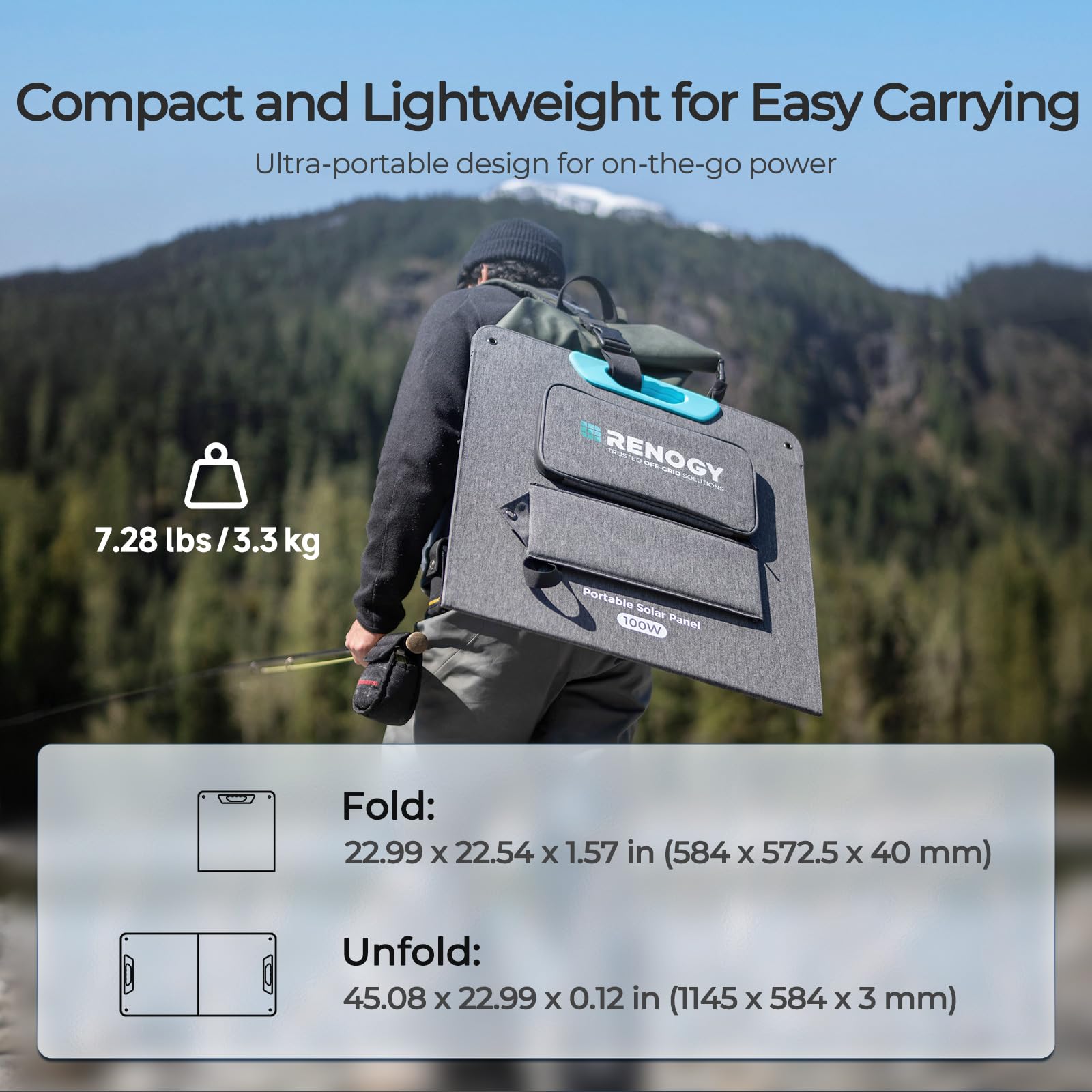 Renogy 100W Portable Solar Panel for Power Stations, 25% High Eff - Renogy Official Product View 3