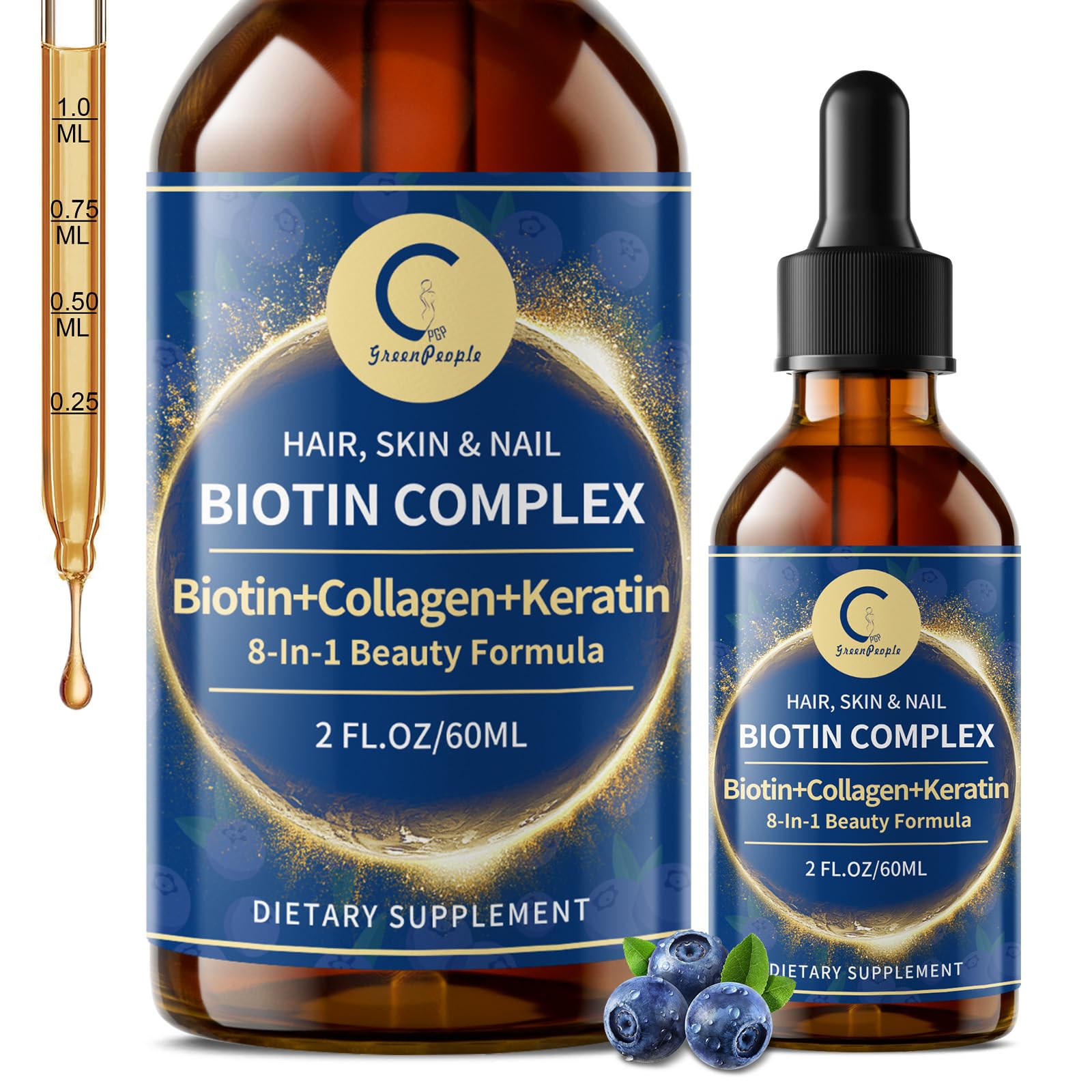 Biotin Collagen Liquid Drops Support Glowing Skin Hair Nail - GPGP GreenPeople Official Imagery - 1