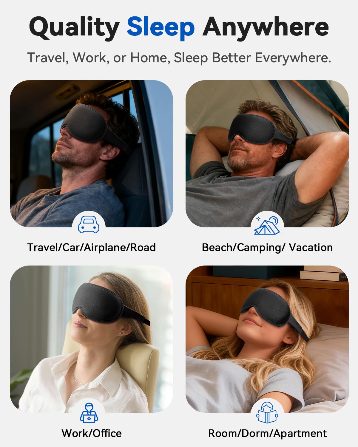 FACEMOON Blackout Weighted Eye Mask, 3D Sleep Mask for Men, Trave by Facemoon - Angle View 8