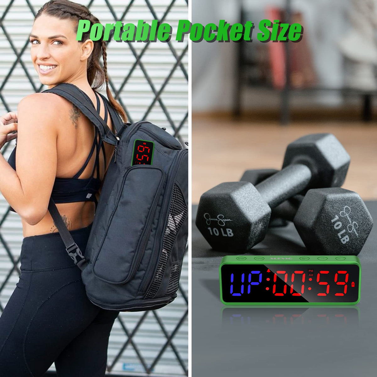 Portable Gym Workout Timer Fitness Clock with The Rubber - SLEVIO Official Imagery - 8