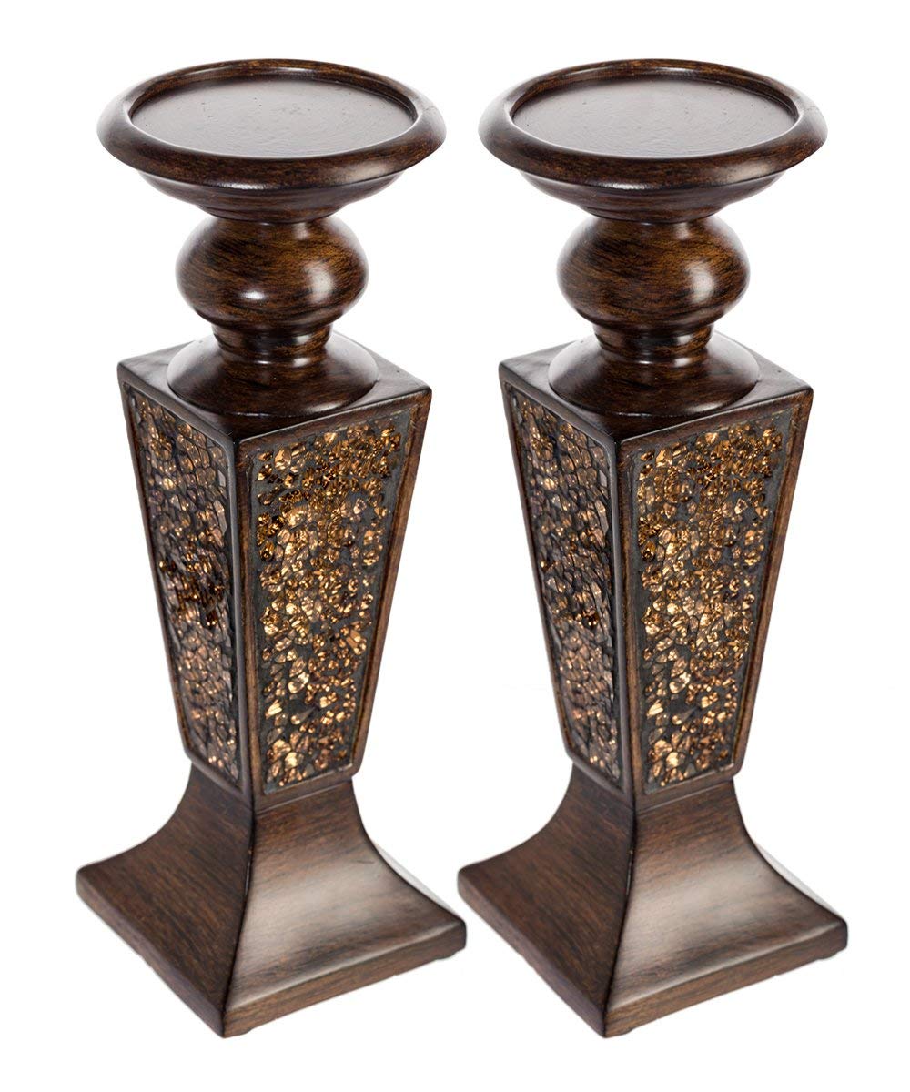 Creative Scents Schonwerk Brown Pillar Candle Holder Set of - Creative Scents Official Imagery - 8