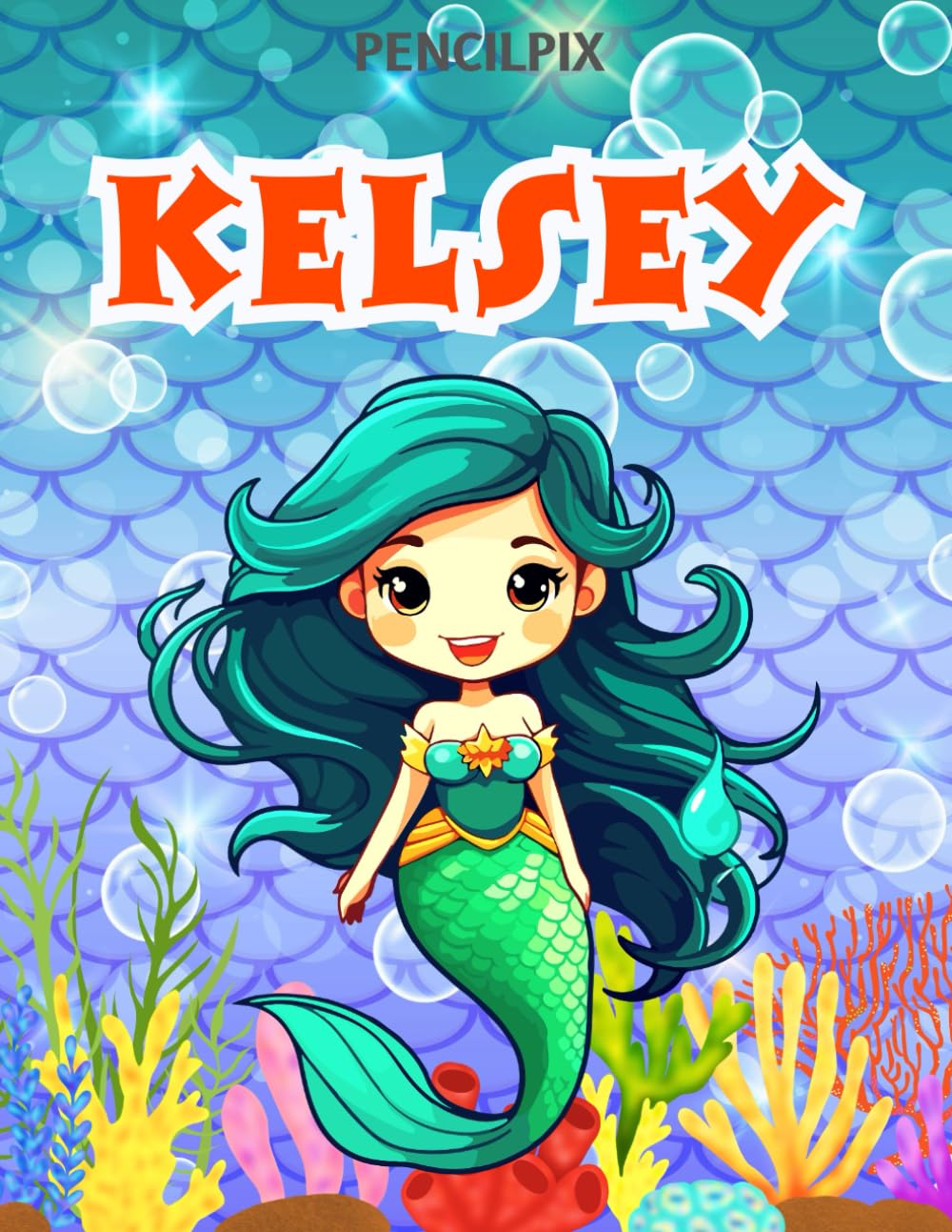 Kelsey: Personalized Coloring Book For Kelsey: Theme: Mermaid | - Product Imagery