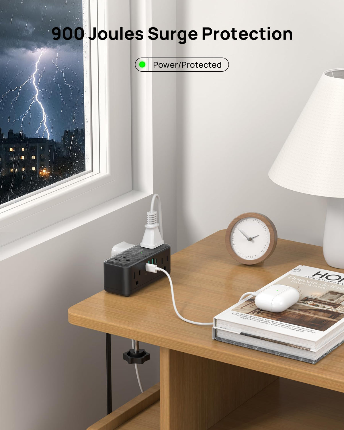 TROND Compact Desk Clamp Power Strip 5 ft Fit 2 16 Tabletop - TROND Official Imagery - 8