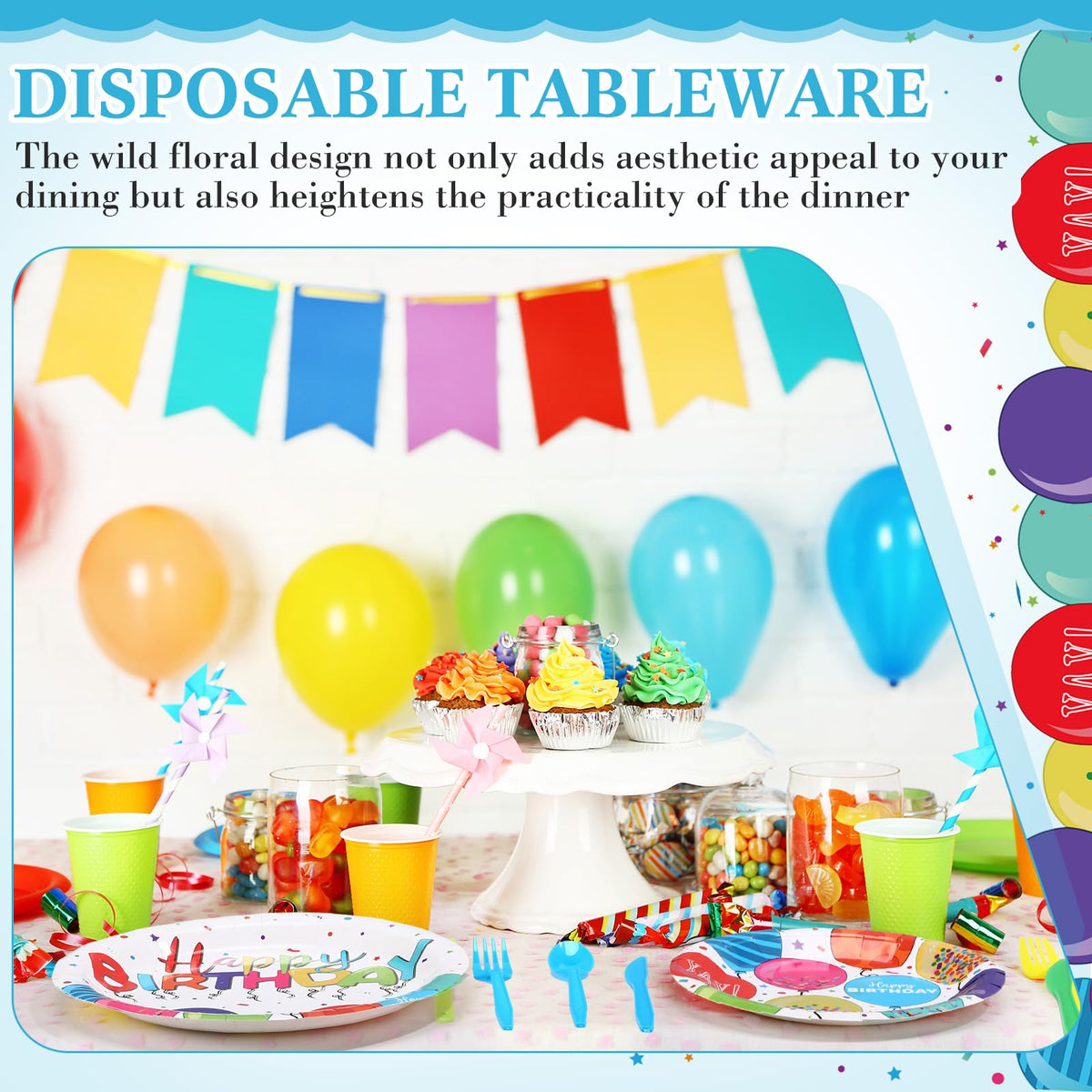400 Pcs Happy Birthday Party Decorations Disposable Paper - Sunnychicc Official Imagery - 6
