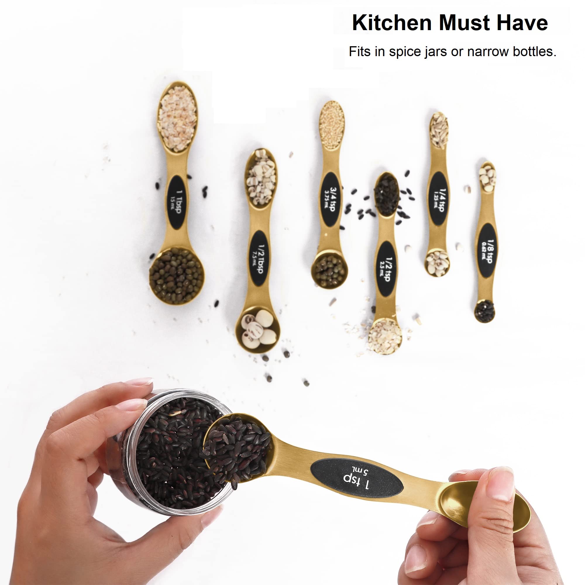 BIDFUL Magnetic Measuring Spoons Set Stainless Steel with Leveler by BIDFUL - Angle View 6