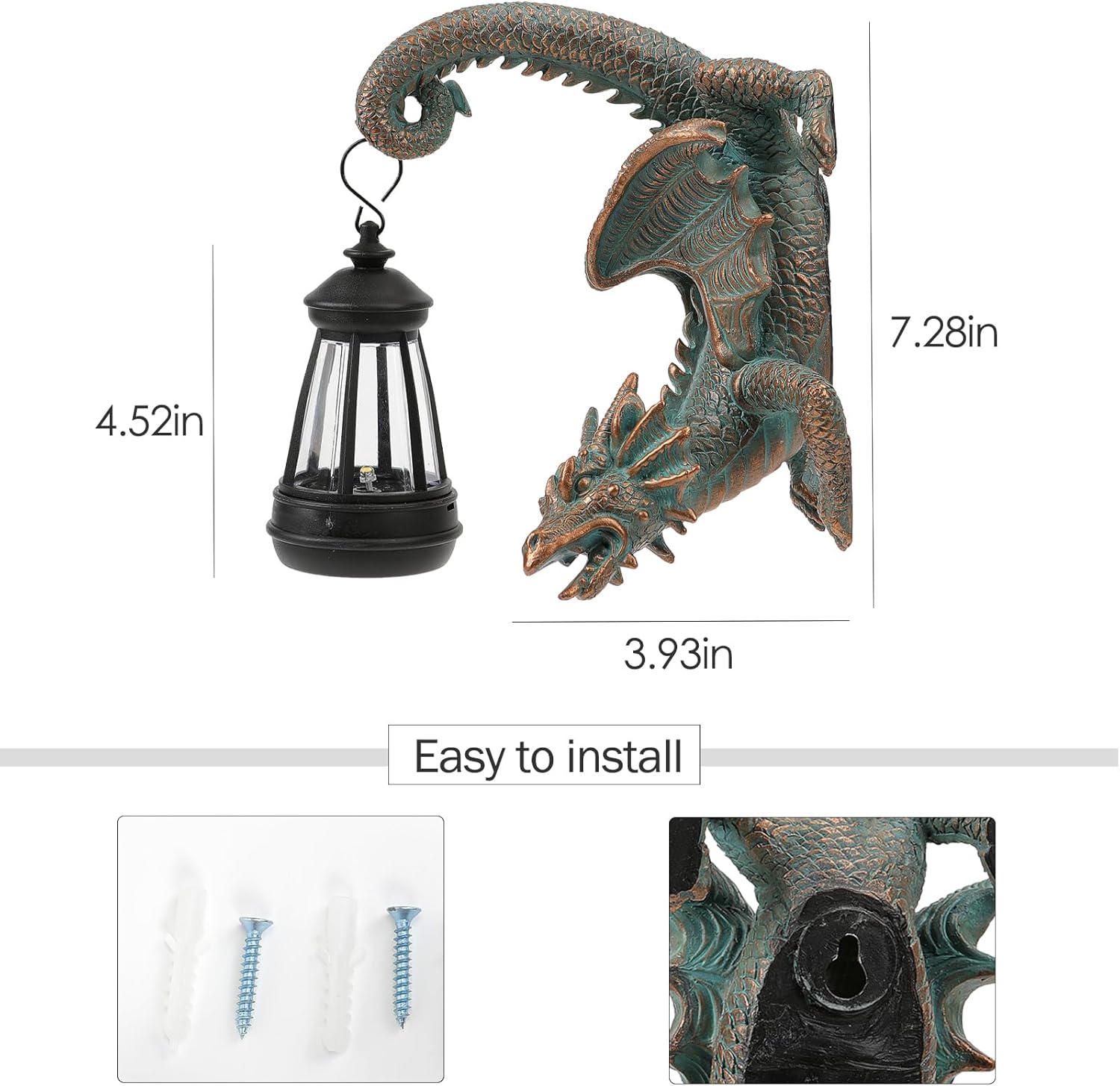 REYISO Solar Dragon Tree Hugger Statue wall decor featuring a whimsical garden dragon design in outdoor garden setting