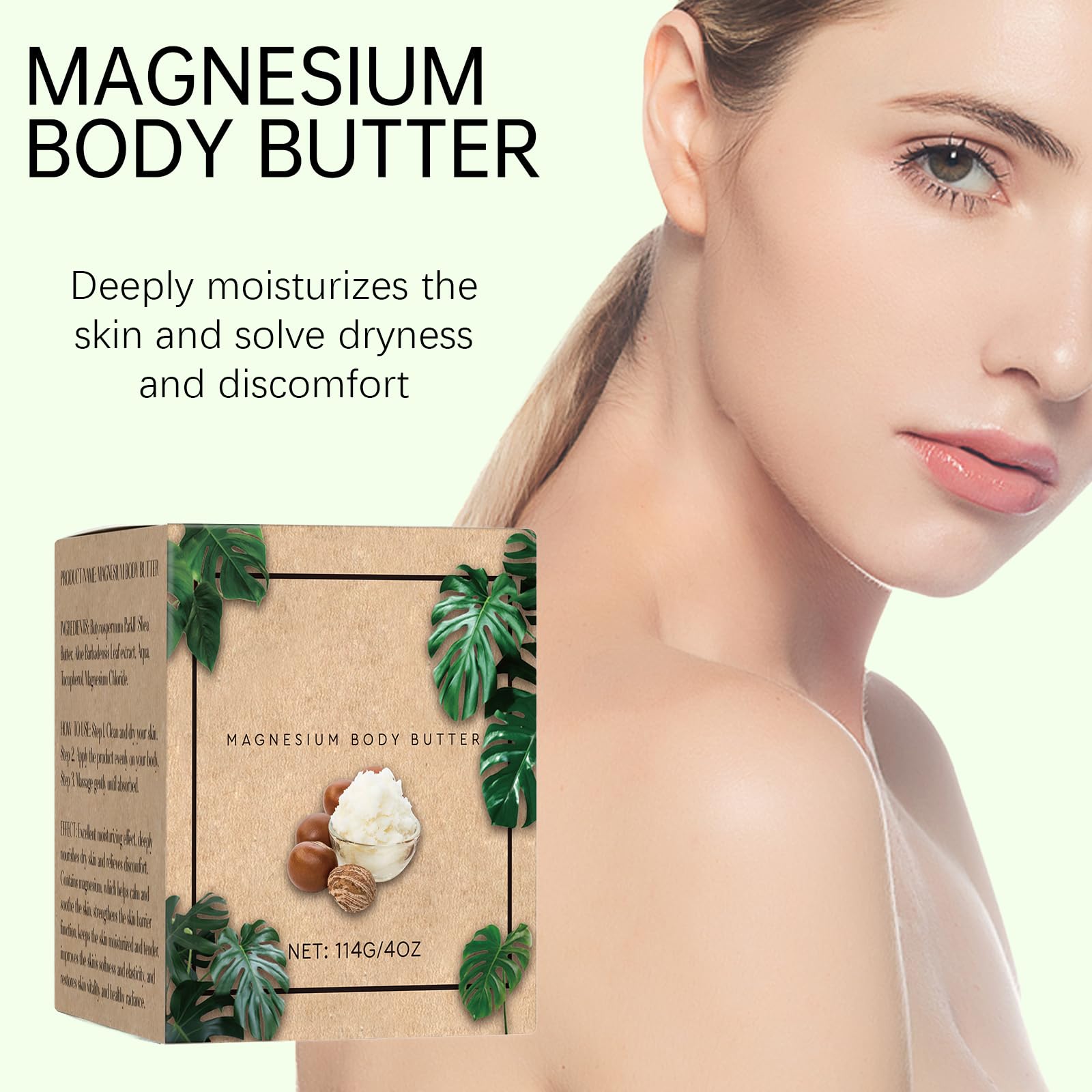 JeurLrok Mama-Bear Magnesium Body Butter moisturizer for neuropathy relief, showing creamy texture in a jar.