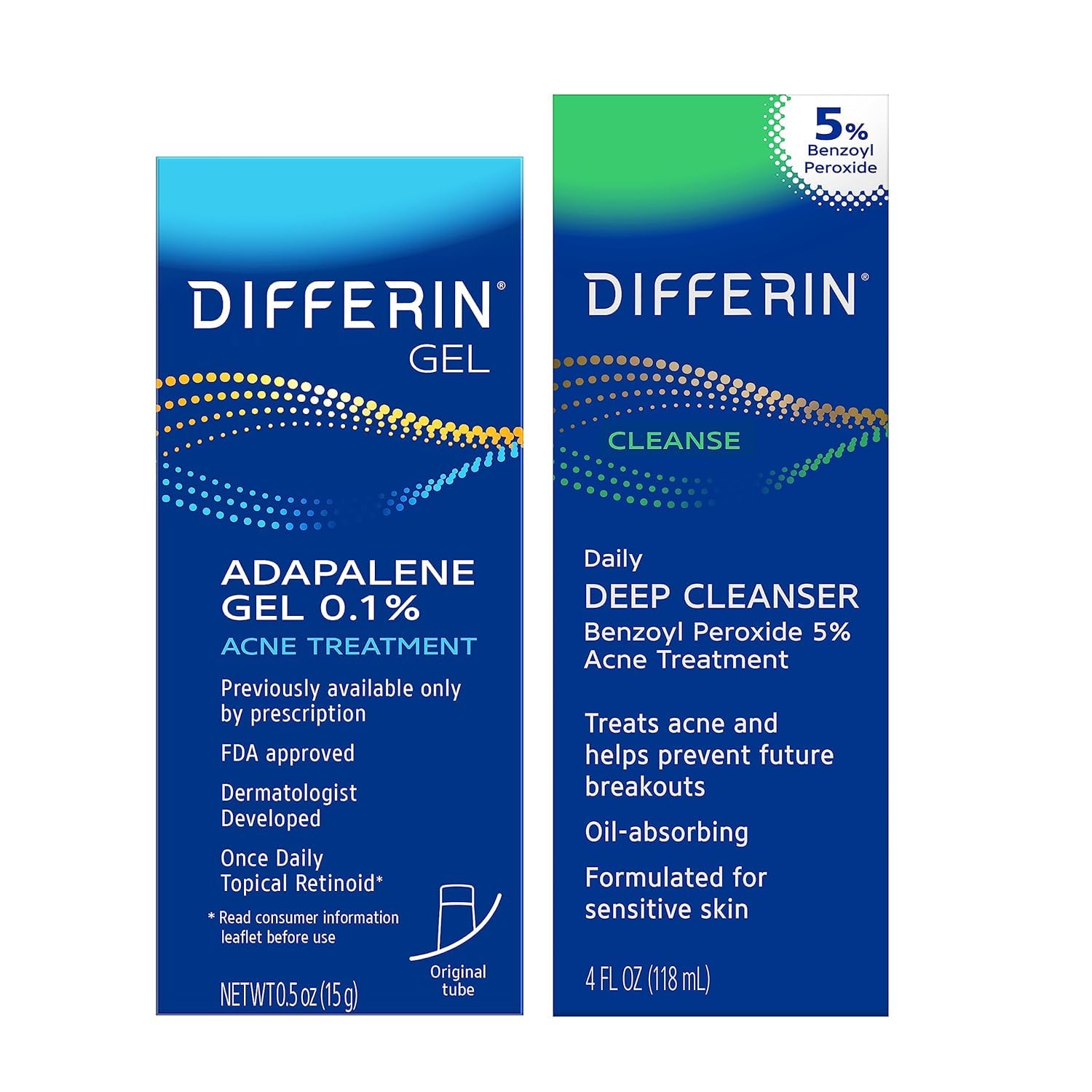 Differin Acne Kit, Adapalene Gel 0.1% + Benzoyl Peroxide Body - Product Imagery