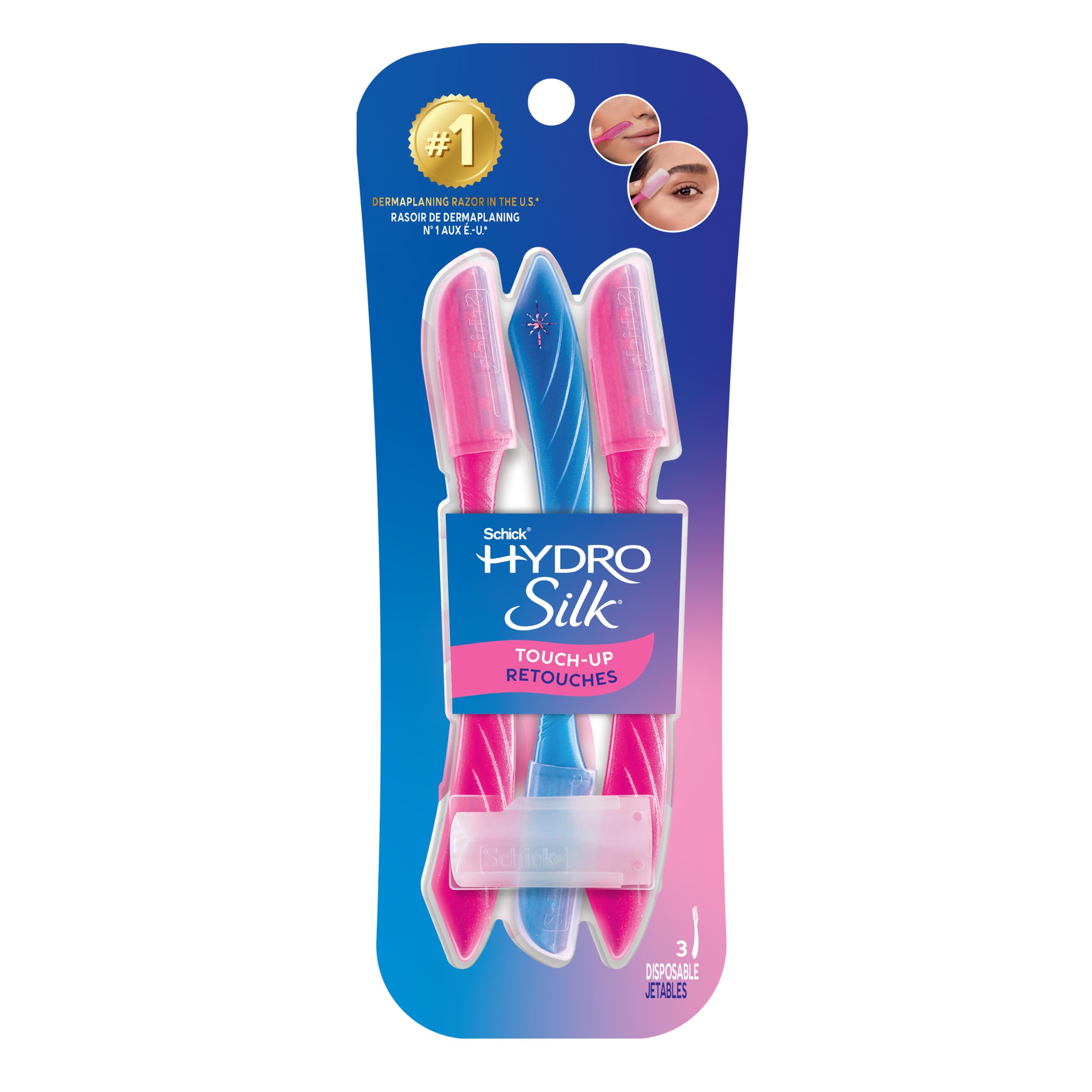 Schick Hydro Silk Touch-Up Dermaplane Razor for Women Face, 3 ct - Schick Hydro Silk Official Product View 2