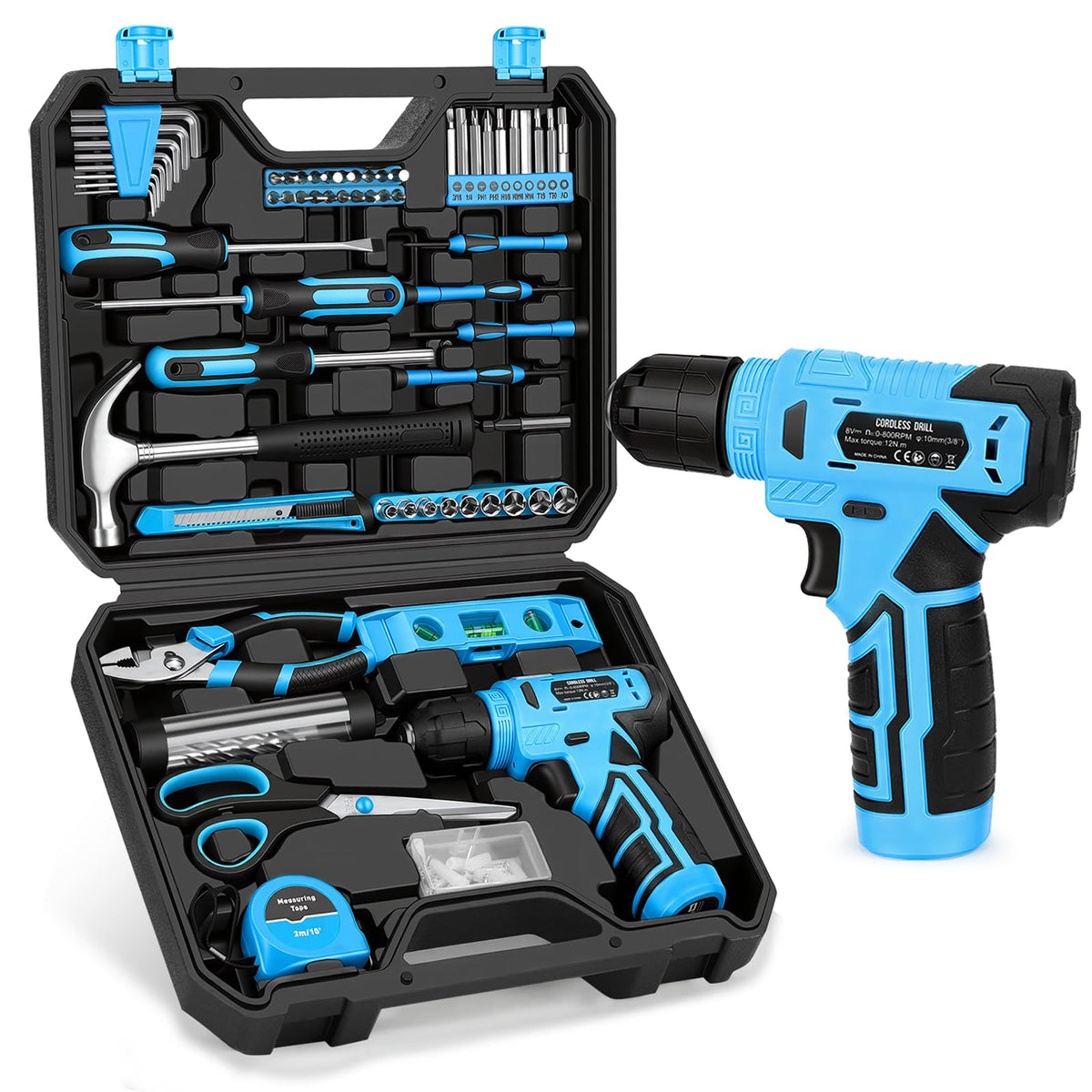 139 Piece Home Tool Kit with 8V Cordless Drill and Storage - Thatool Official Imagery - 2