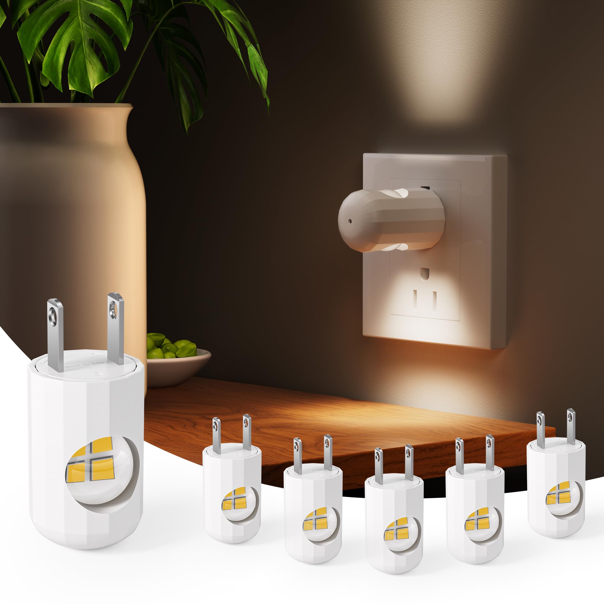 GEPLAD 6-Pack LED Night Light Plug-in Wall,Dusk-to-Dawn Sensor Au - GEPLAD Official Product View 1