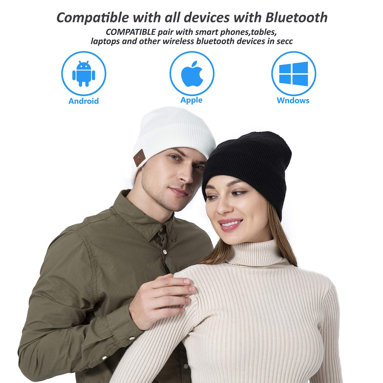 beanie Bluetooth, MUSICBEE Bluetooth V5.2 Wireless Knit Winter Ca - beanie Official Product View 6
