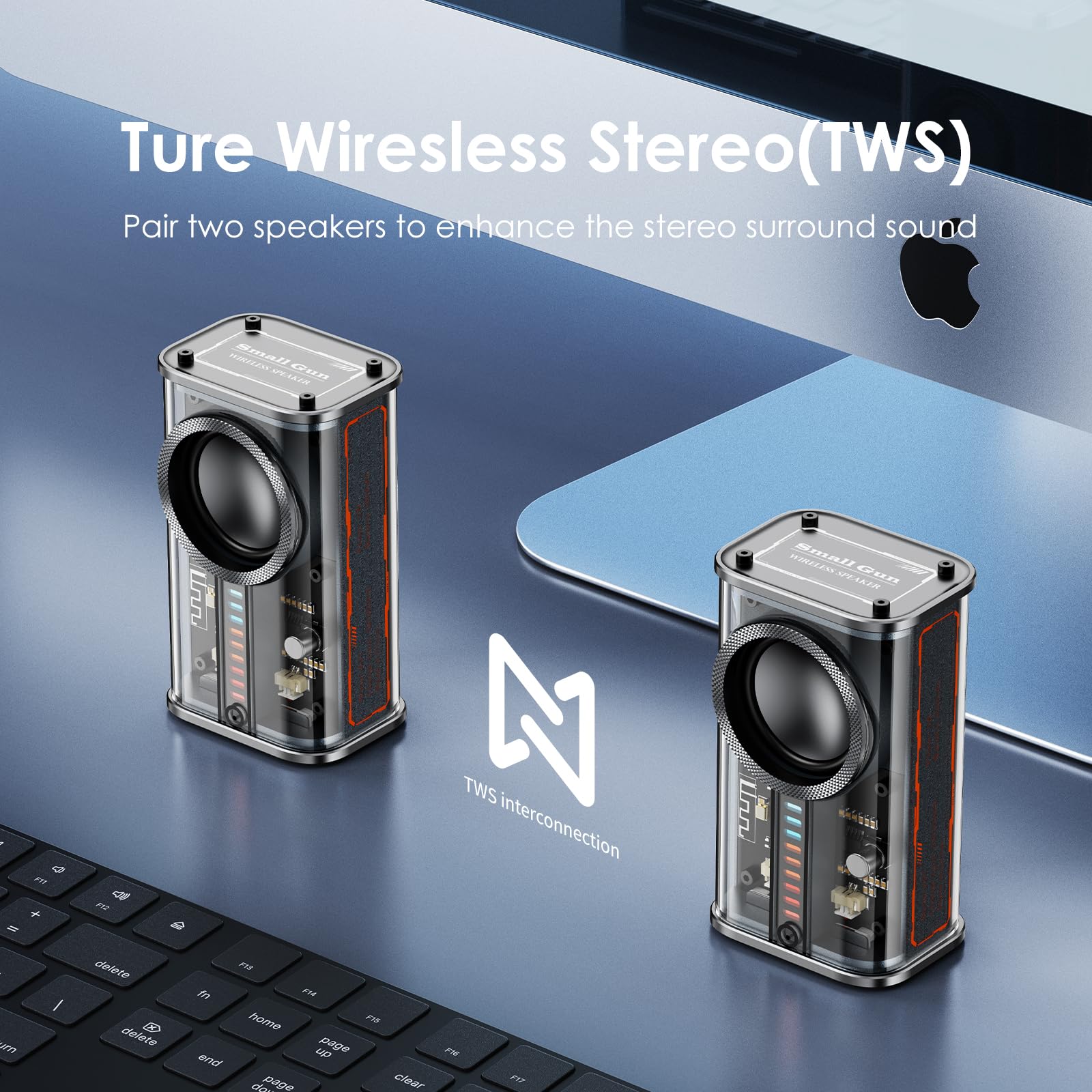 BSZHI Portable Bluetooth Speaker with Lights, Transparent Wireless Mini Bluetoot - BSZHI Official Product View 4