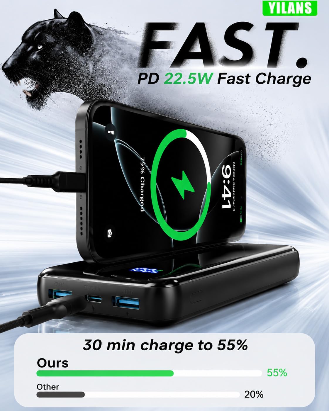 YILANS Portable Charger 50000mAh 22 5W Power Bank with Built - YILANS Official Imagery - 7