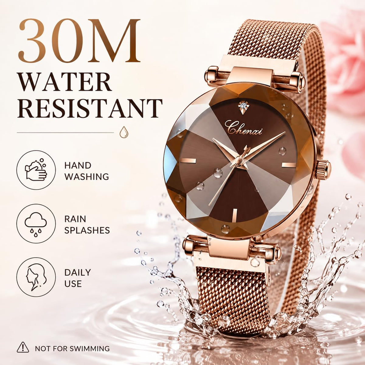 MASTOP Fashion Women Rose Gold Watch Japan Quartz Stainless - MASTOP Official Imagery - 4