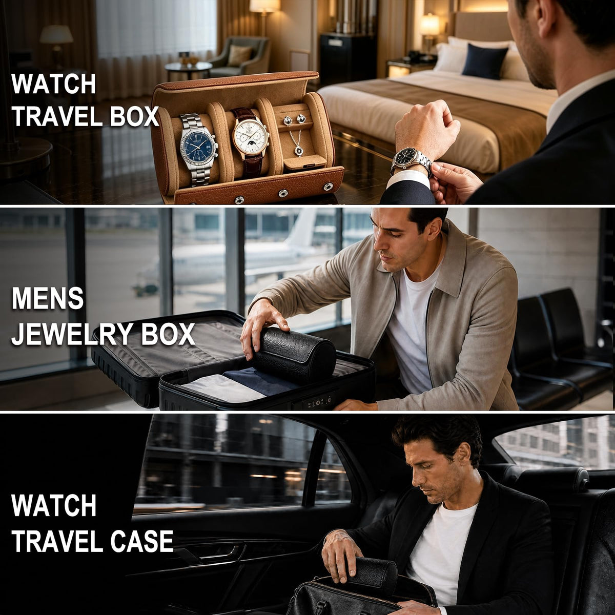Travel Watch Box 2 Watch Slots Jewelry Case for Ring - YMluky Official Imagery - 6