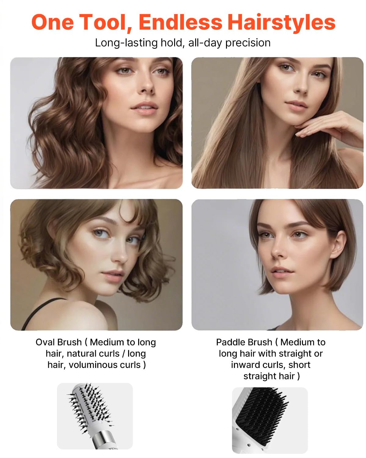 VEVOR high-speed hair dryer styler with hot air for volumizing and straightening, featuring a sleek design and powerful airflow.