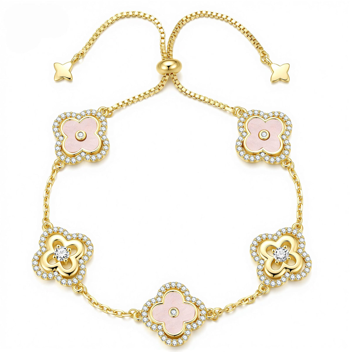 14K Gold Plated Clover Bracelet for Women Lucky Jewelry - Turandoss Official Imagery - 1