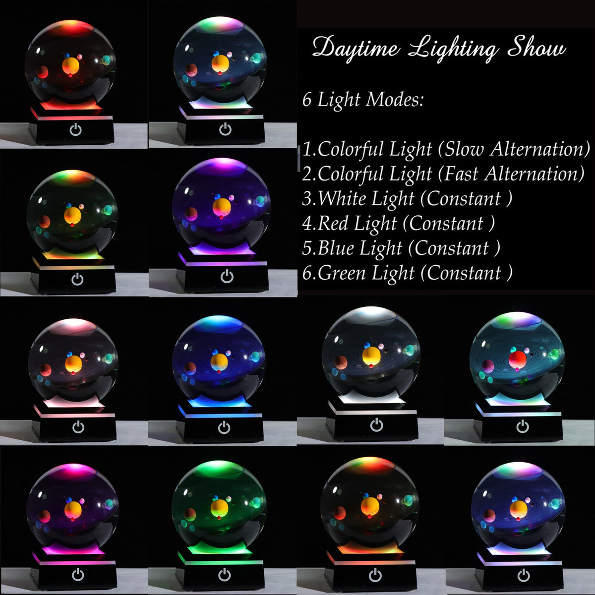 3D Solar System Model Crystal Ball Astronomy Gifts Men Space - Qianwei Official Imagery - 3