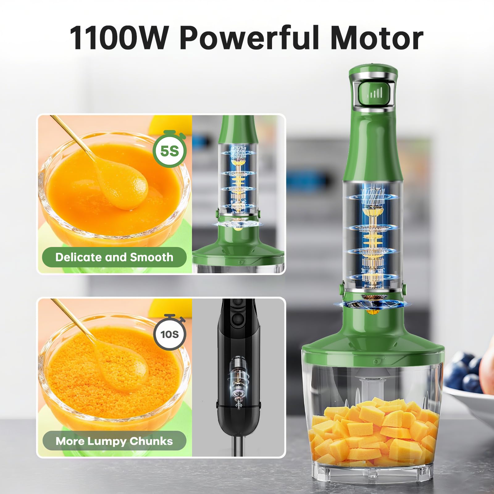 Turelar Immersion Blender Handheld 5 in 1 Hand Blender Set 1100W by turelar - Angle View 3