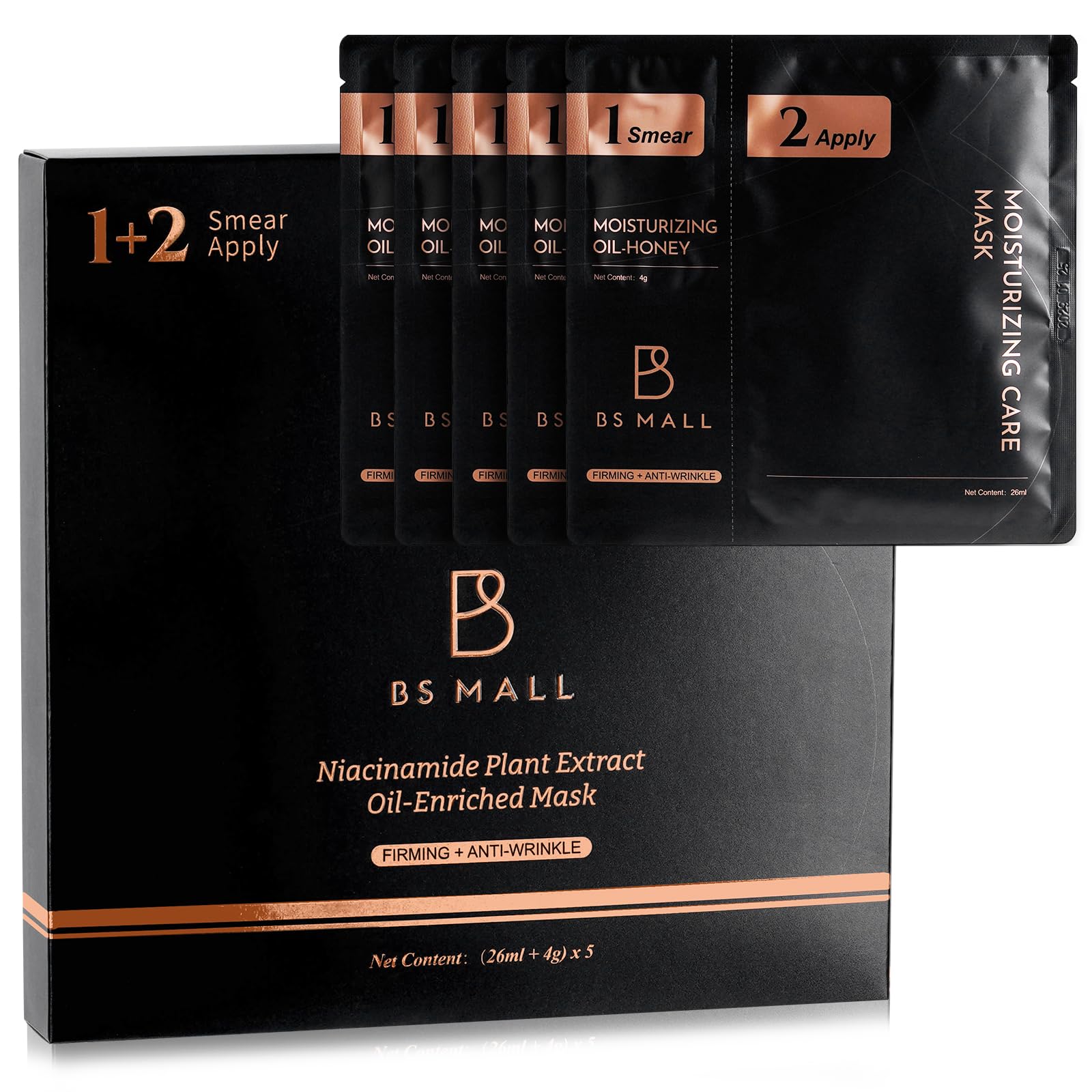 BS-MALL 2-Step Niacinamide Sheet Face Masks with Oil-Honey Serum - Product Imagery