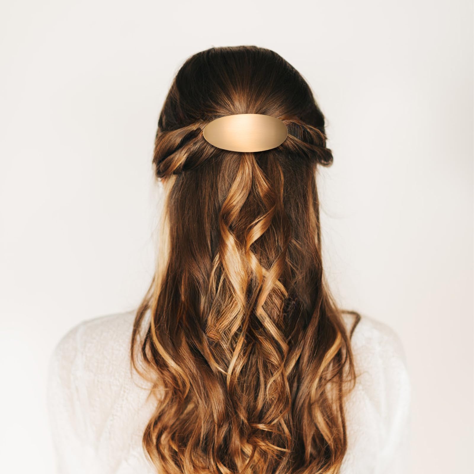 Balacoo 2-pack French metal oval hair barrettes for women, stylish hair clips in a multi-color set, perfect for elegant hairstyles.