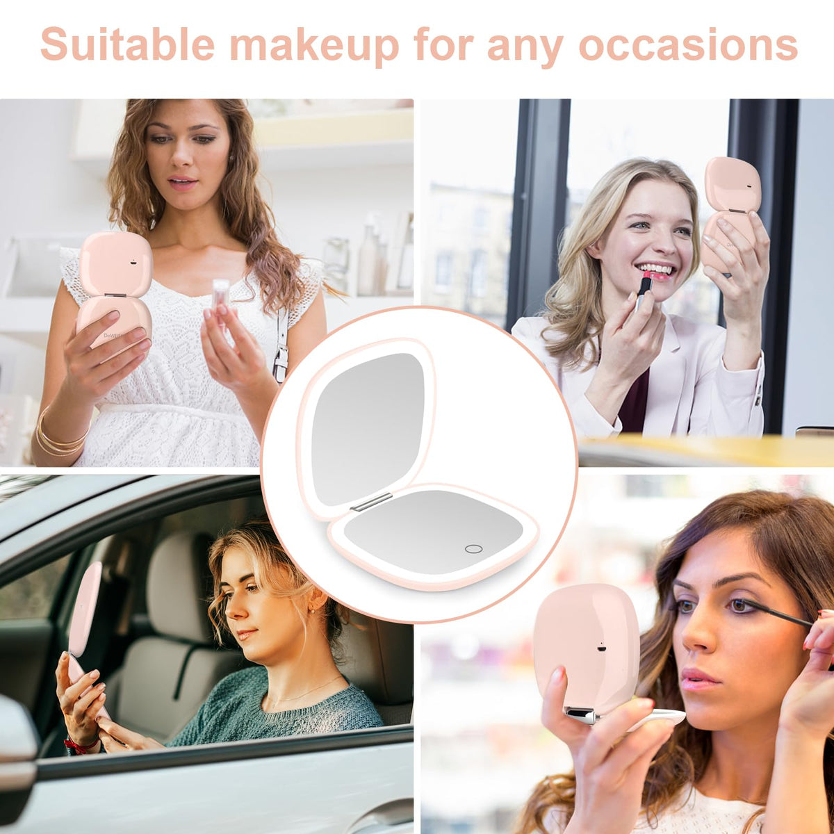 Compact Mirror Lighted Travel Makeup Mirror with 1X 10X - deweisn Official Imagery - 8