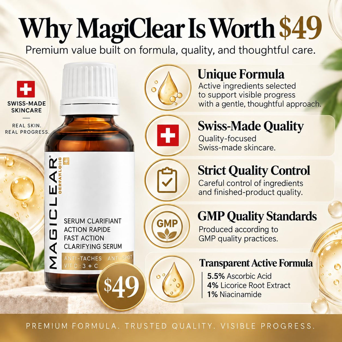 Luxury Swiss Dark Spot Remover for Face Body Serum Cream gel - MAGICLEAR Official Imagery - 7