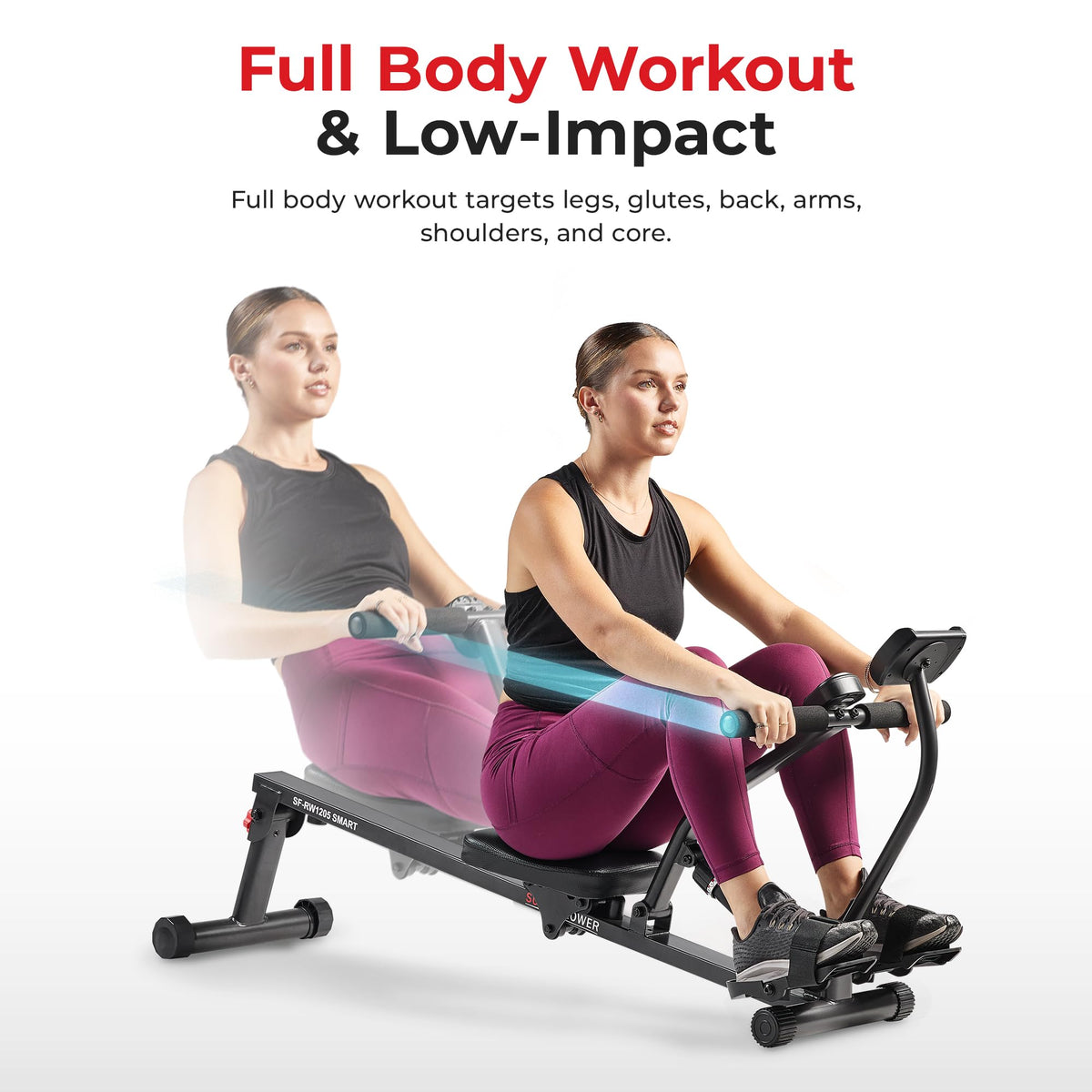 Sunny Health Fitness Compact Hydraulic Rower with 12 Level - Sunny Health & Fitness Official Imagery - 3