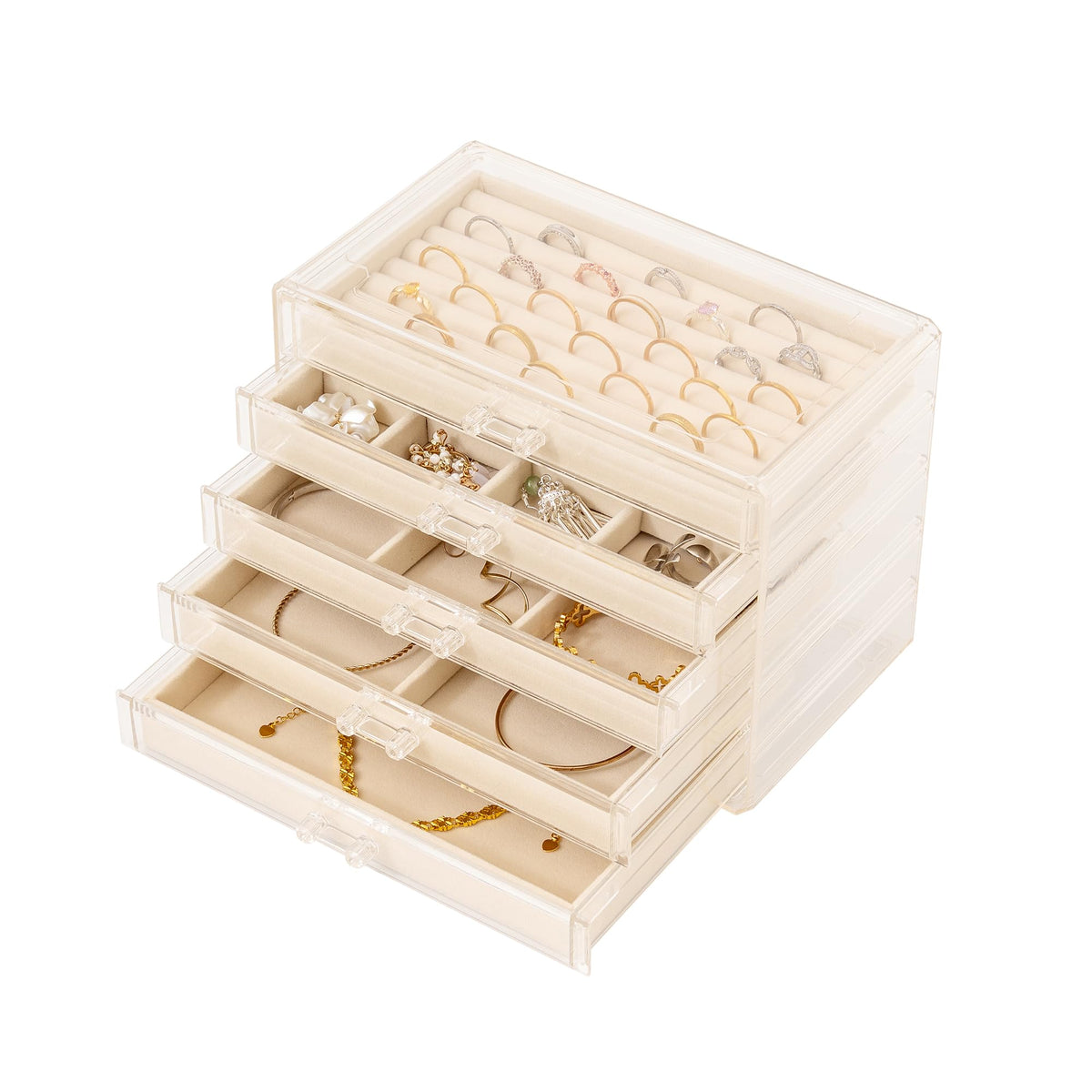 Acrylic Jewelry Box 5 Layer Jewelry Organizer with Drawers - Frebeauty Official Imagery - 2