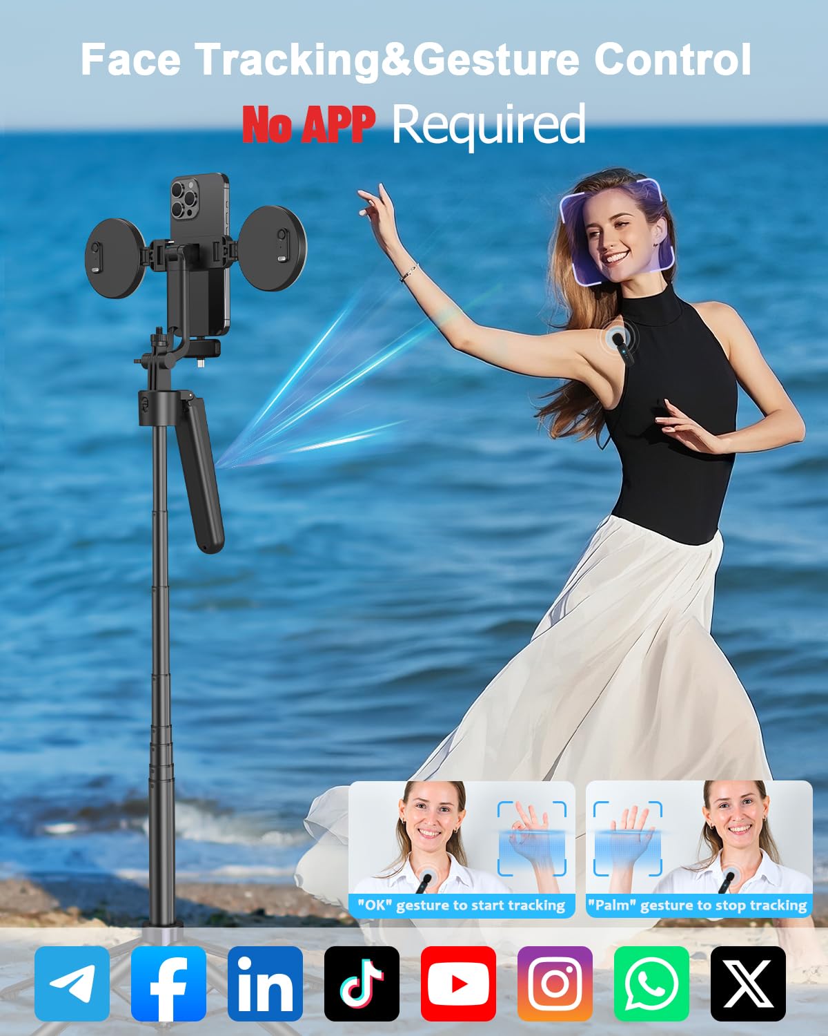 Vlogging Kit for iPhone Android 63 Auto Face Tracking Tripod - BEFAME Official Imagery - 3