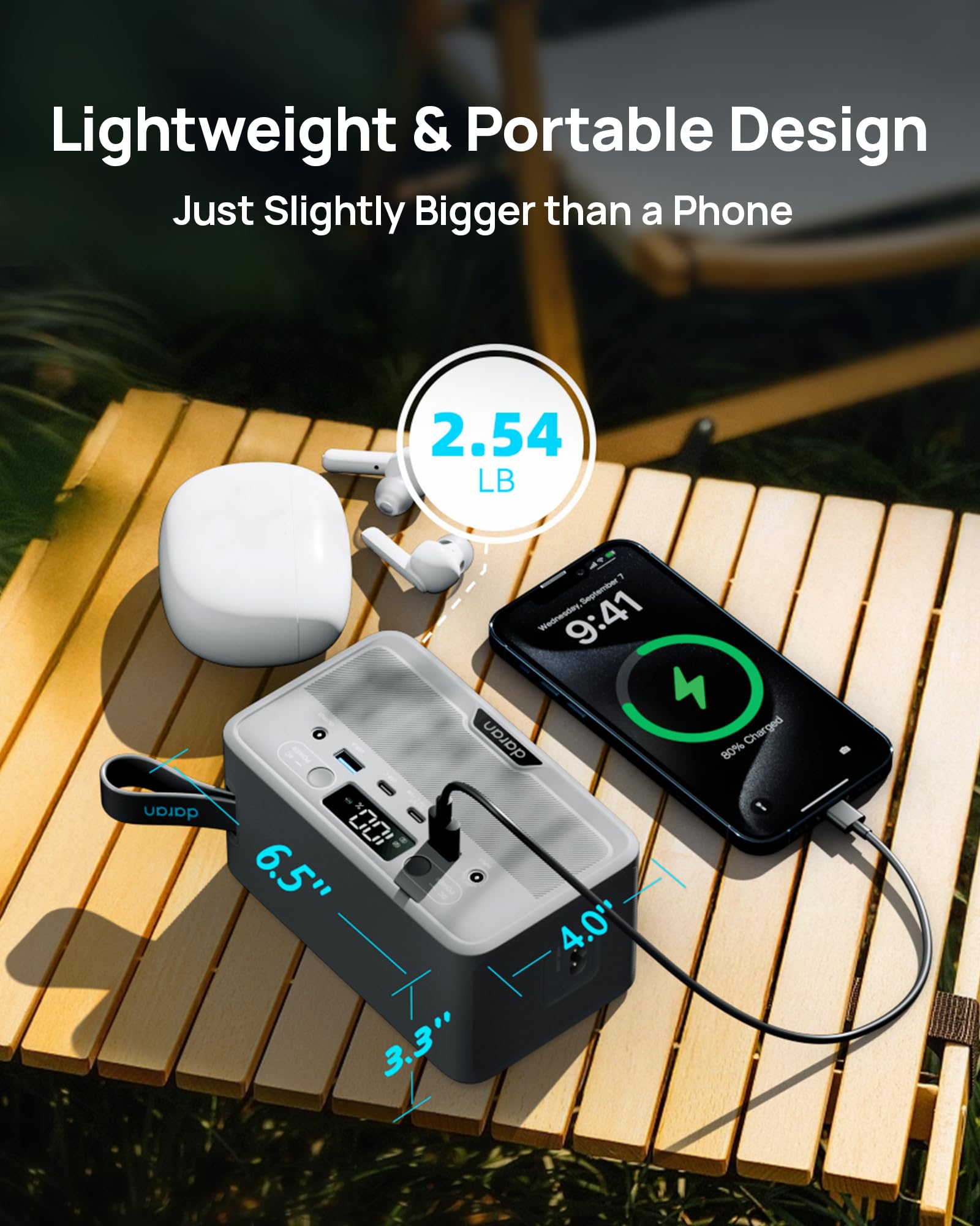 Daran Portable Power Station 89.6Wh LiFePO4 Battery 100W  Solar P - Daran Official Product View 4