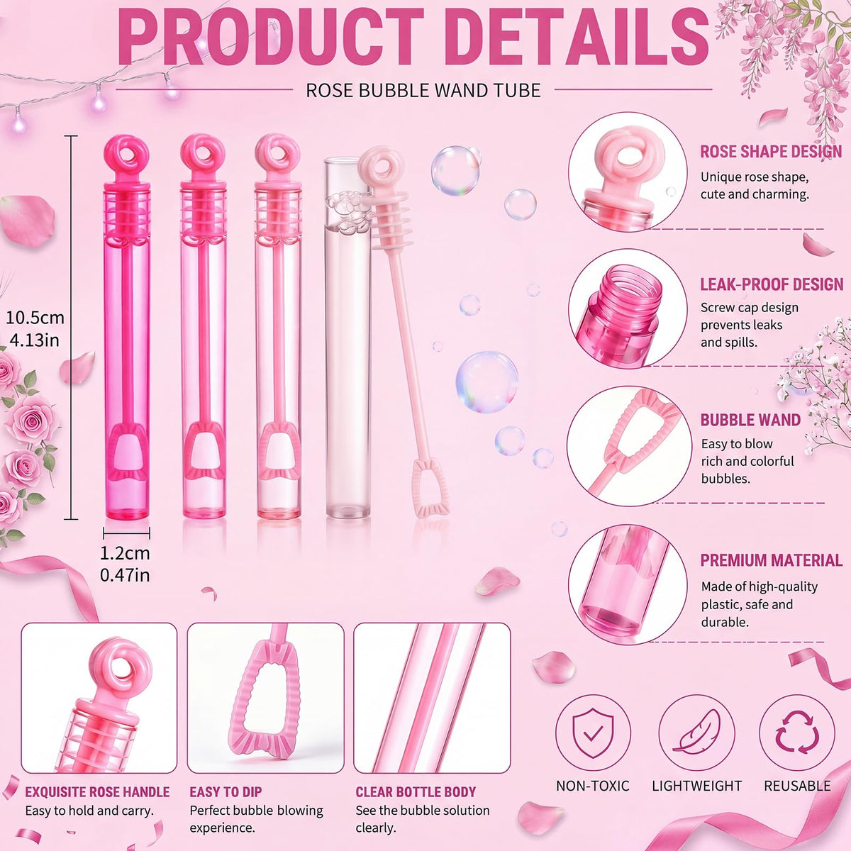 Lunmon 120 Pcs Pink Mini Bubble Wands Bulk Pink Party Favors - Lunmon Official Imagery - 5