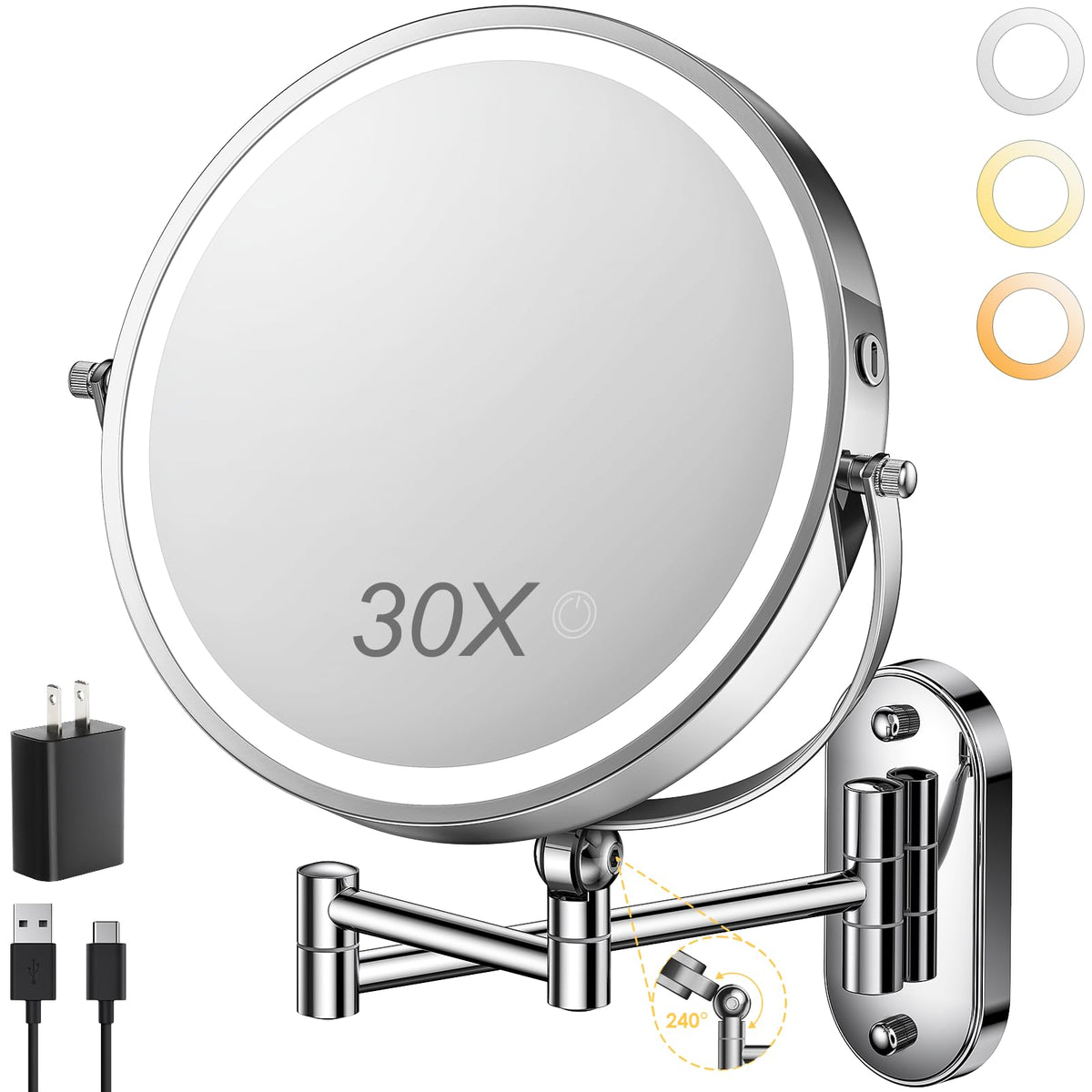 ZLOKLA 9 Wall Mounted Lighted Makeup Mirror 4000mAh - ZLOKLA Official Imagery - 2