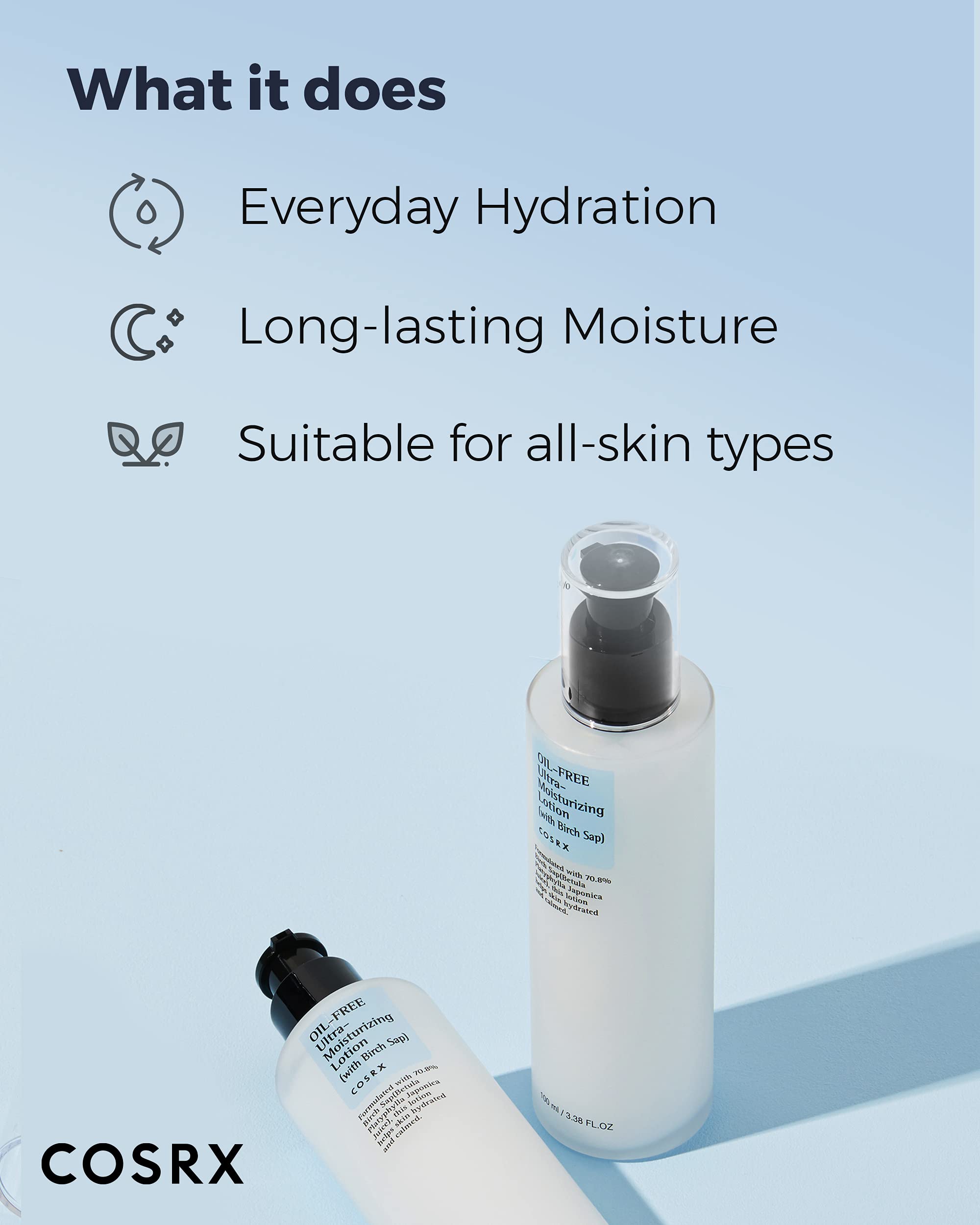 COSRX Oil Free Lotion with Birch Sap, Acne Facial Moisturizer, - COSRX