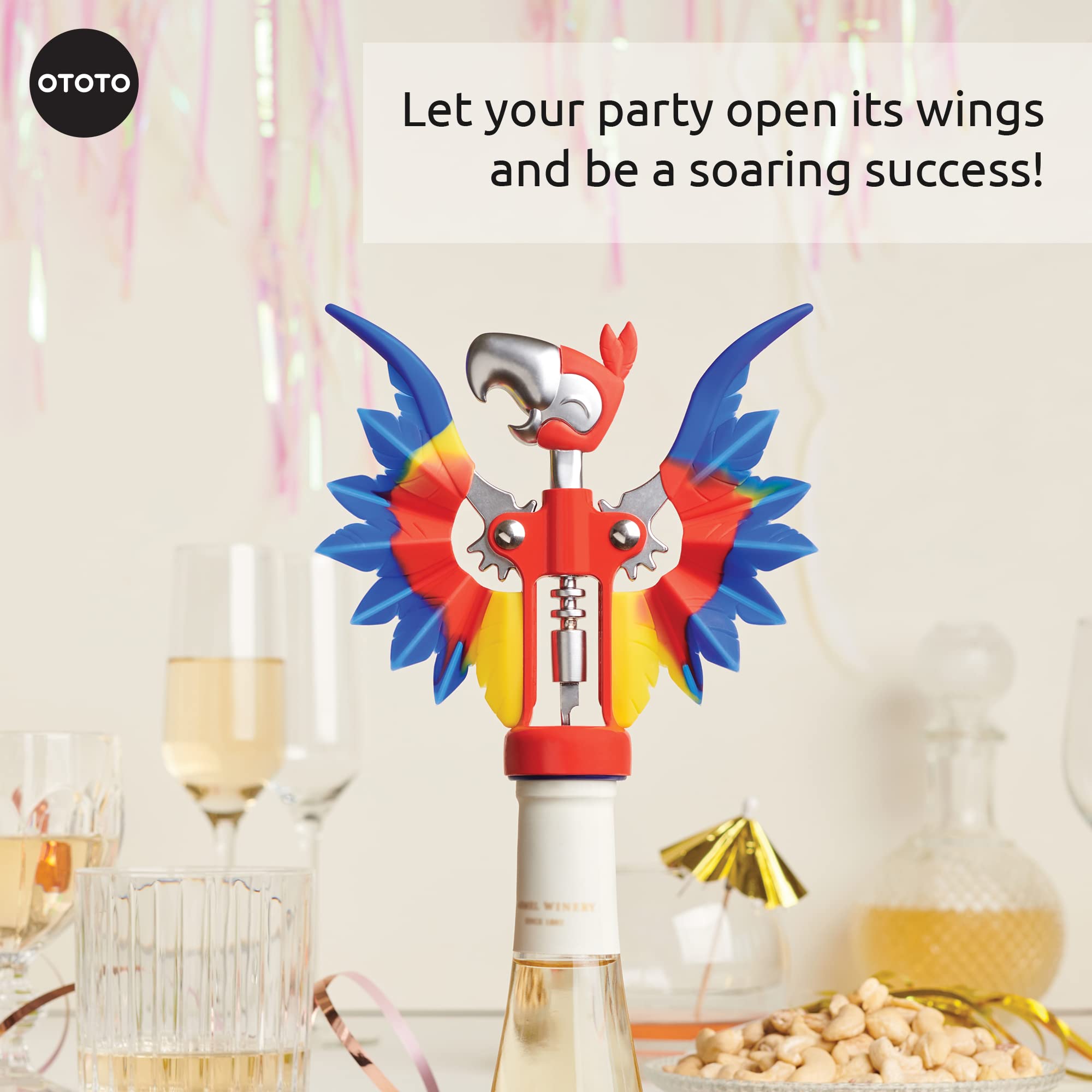 OTOTO Pinot Wine Bottle Opener - Parrot Wing Corkscrews for Gifts, Bot - View 4