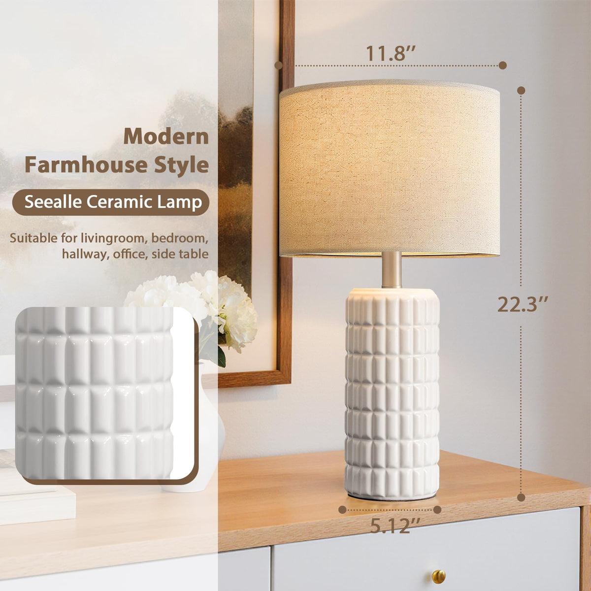 23 Modern Ceramic Table Lamps Set of 2 Lamps for Bedroom - Seealle Official Imagery - 7