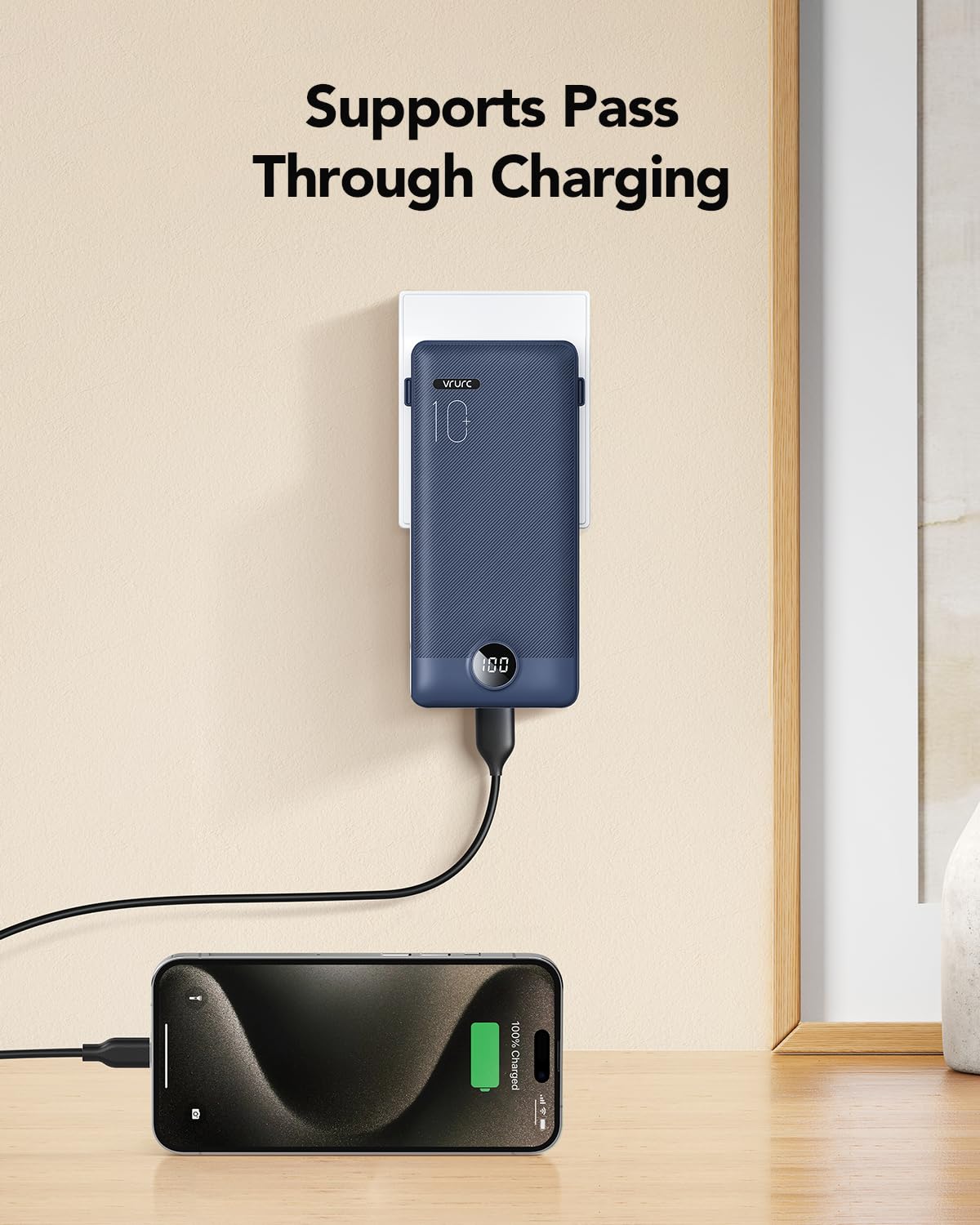 VRURC Portable Charger Built in Cables and AC Wall Plug USB - VRURC Official Imagery - 4