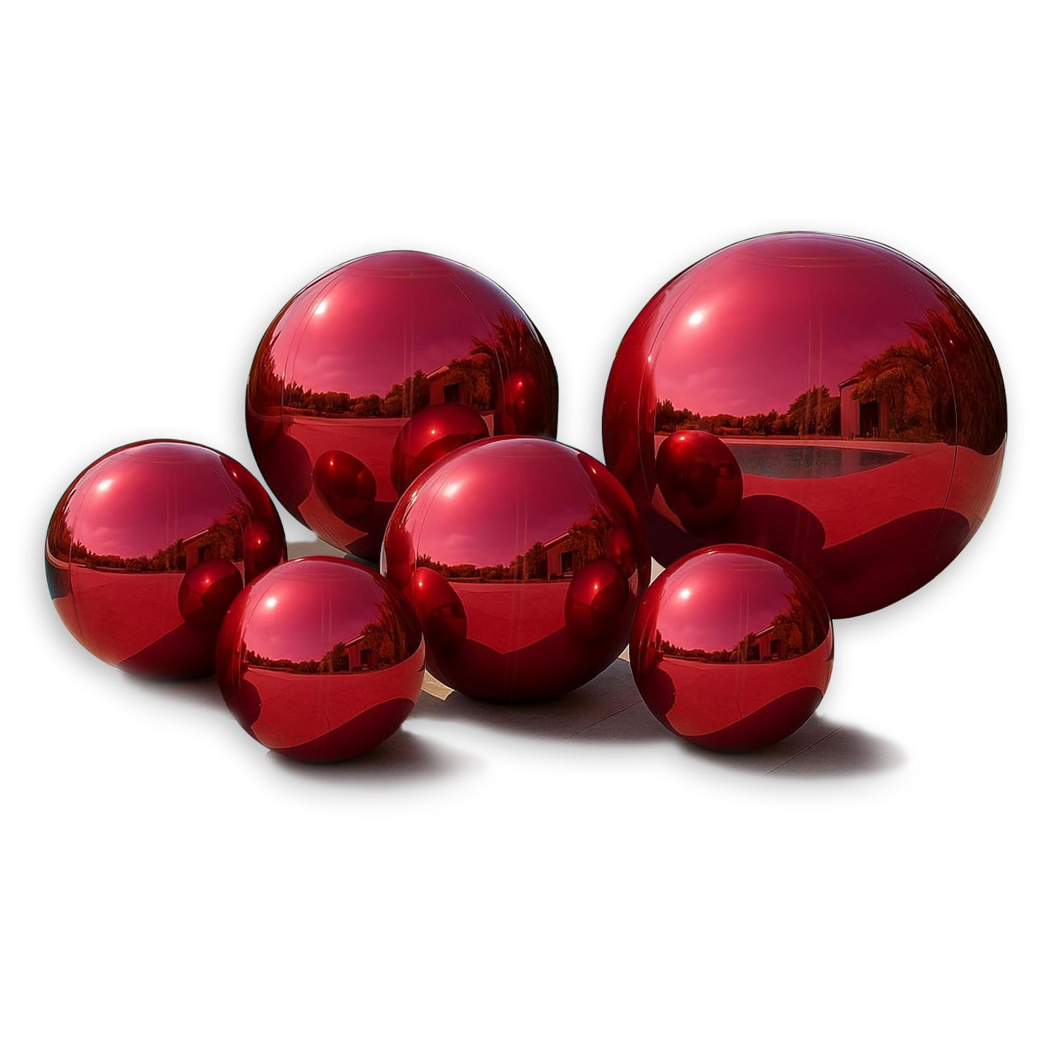 Red 6PCS Inflatable Mirror Ball Set Reusable Large Event Decoration Balloon