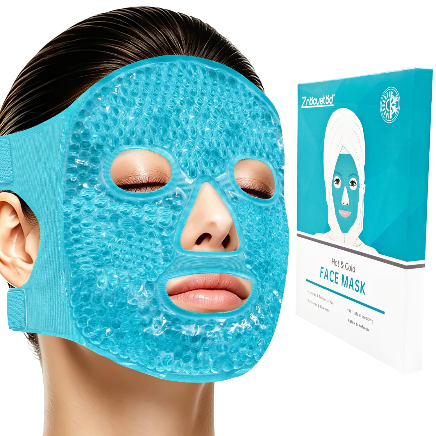 Cold Face Ice Mask Facial Ice Pack, Hot Cold Compress for Face - Product Imagery