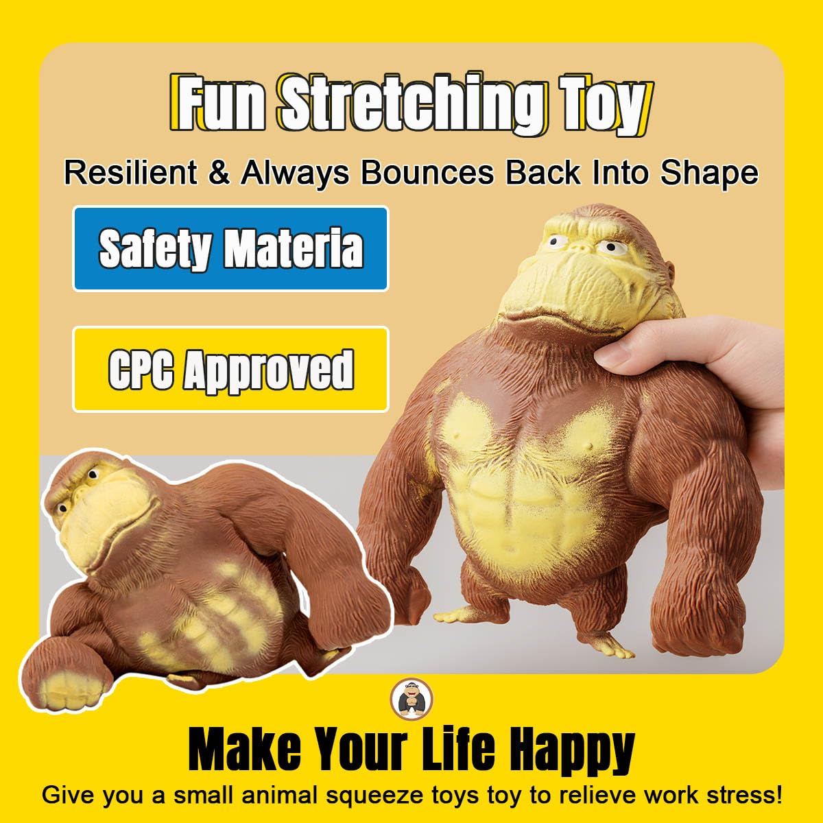 Jumbo Monkey Sand Squishy Toy Stretchy Gorilla Fidget Toy in - YHan Official Imagery - 6