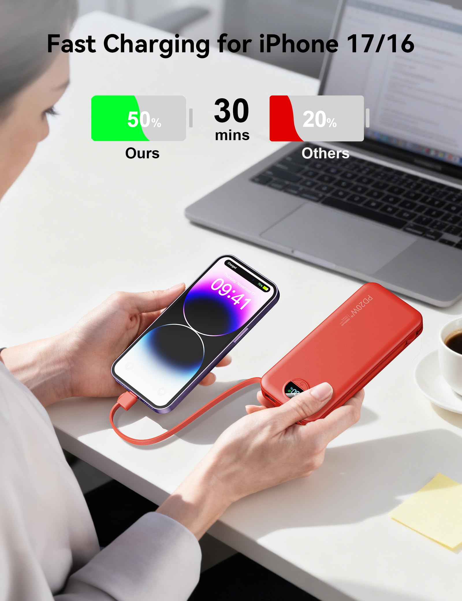 10000mAh Compact Portable Charger Power Bank with Built in - aonidi Official Imagery - 4