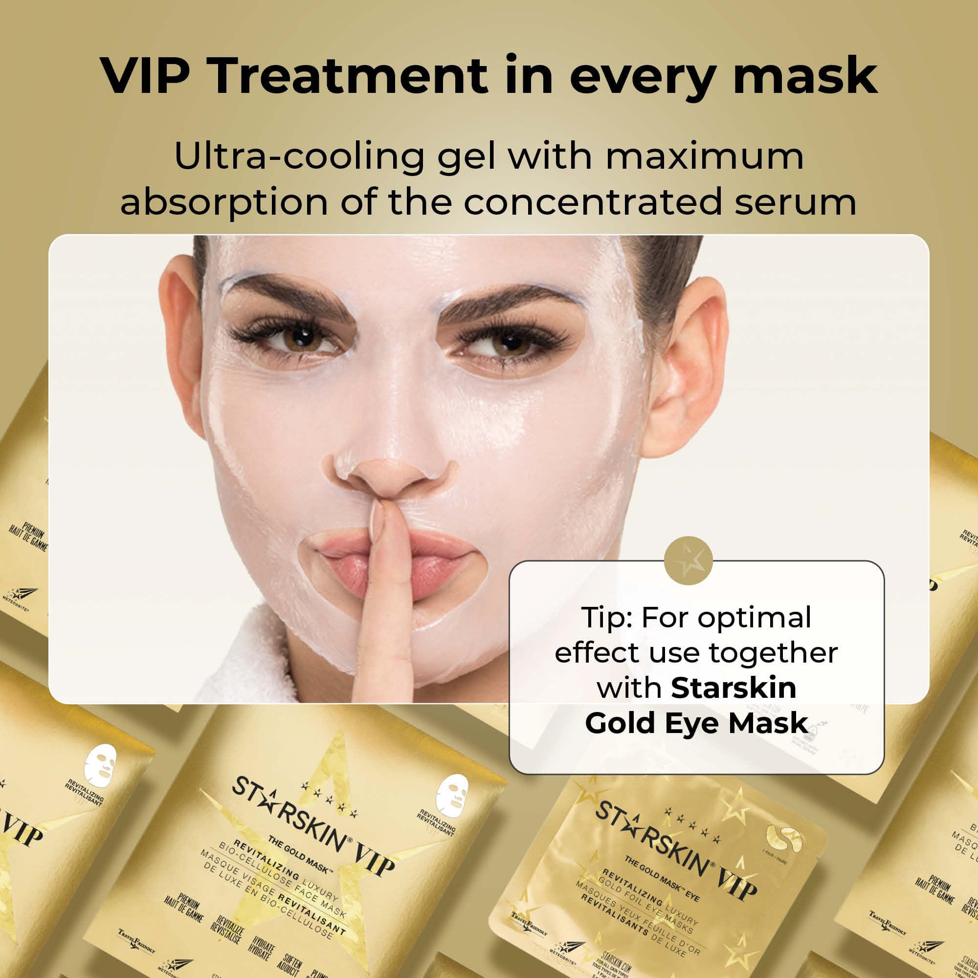 STARSKIN VIP Gold Mask Face, Coconut Bio-Cellulose Revitalizing - STARSKIN