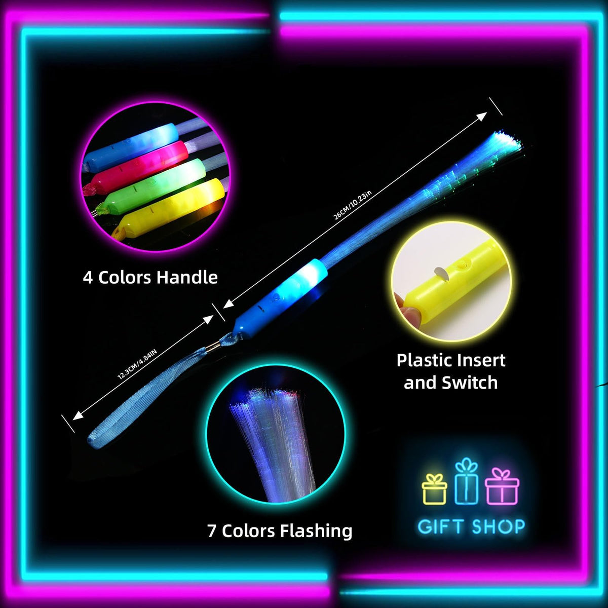 25 Pcs Glow Fiber Wand Sticks LED Fiber Optic Wands with 3 - BouQuw Official Imagery - 4